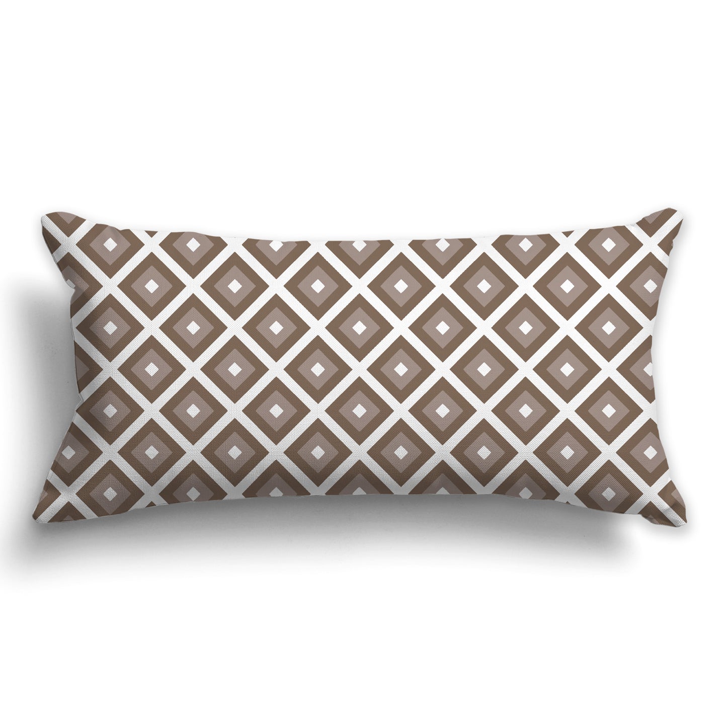 Throw Pillow with Radiating Two-tone Brown and White/Beige-white Squares on Both Sides, CAPC-1171-121