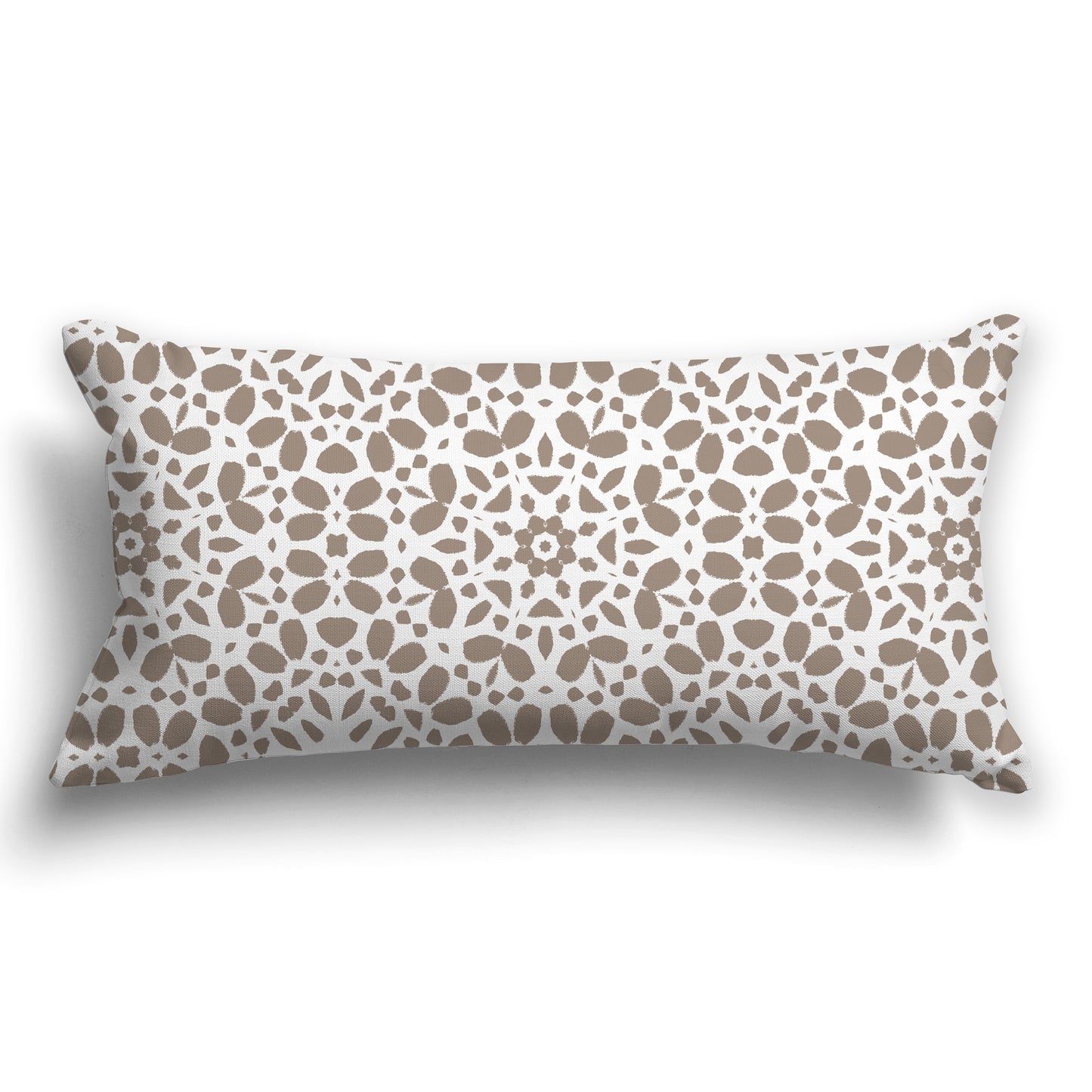 White/Beige-white Throw Pillow with Circular Medium Brown Repeat Graphic on Both Sides, CAPC-1171-191