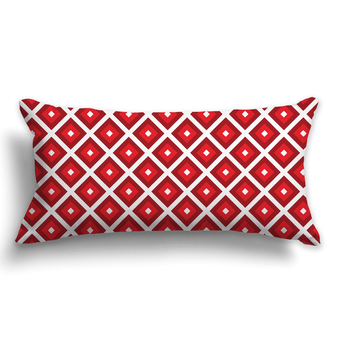 Throw Pillow with Radiating Two-tone Red and White/Beige-white Squares on Both Sides, CAPC-1191-121