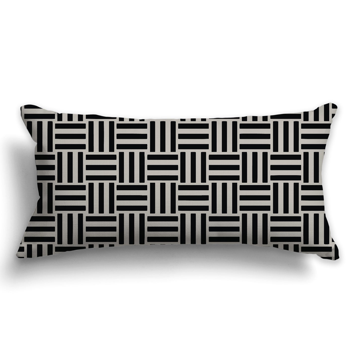 Throw Pillow with Black and Taupe Basket Weave Pattern on Both Sides, CAPC-1192-141