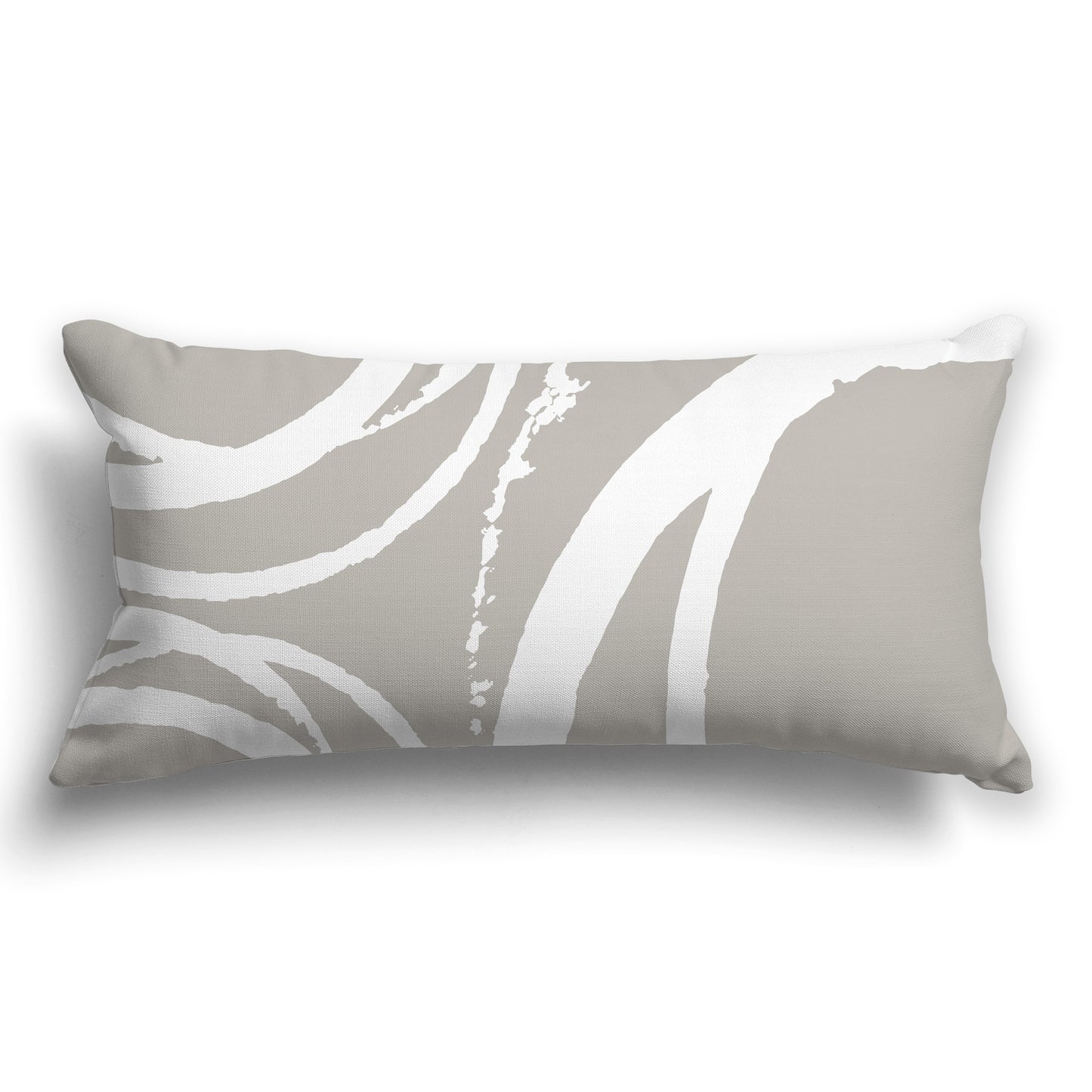 Taupe Throw Pillow with Circular White/Beige-white Graphic on Both Sides, CAPC-1193-022