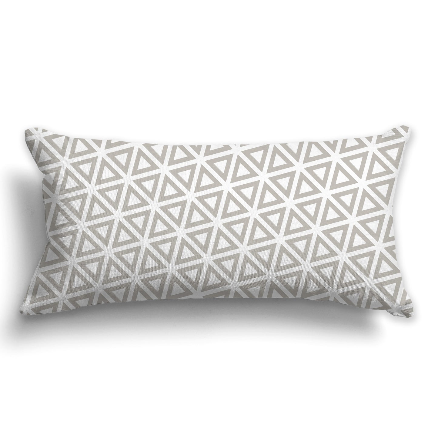 White/Beige-white Throw Pillow with Taupe Triangle Pattern on Both Sides, CAPC-1193-131
