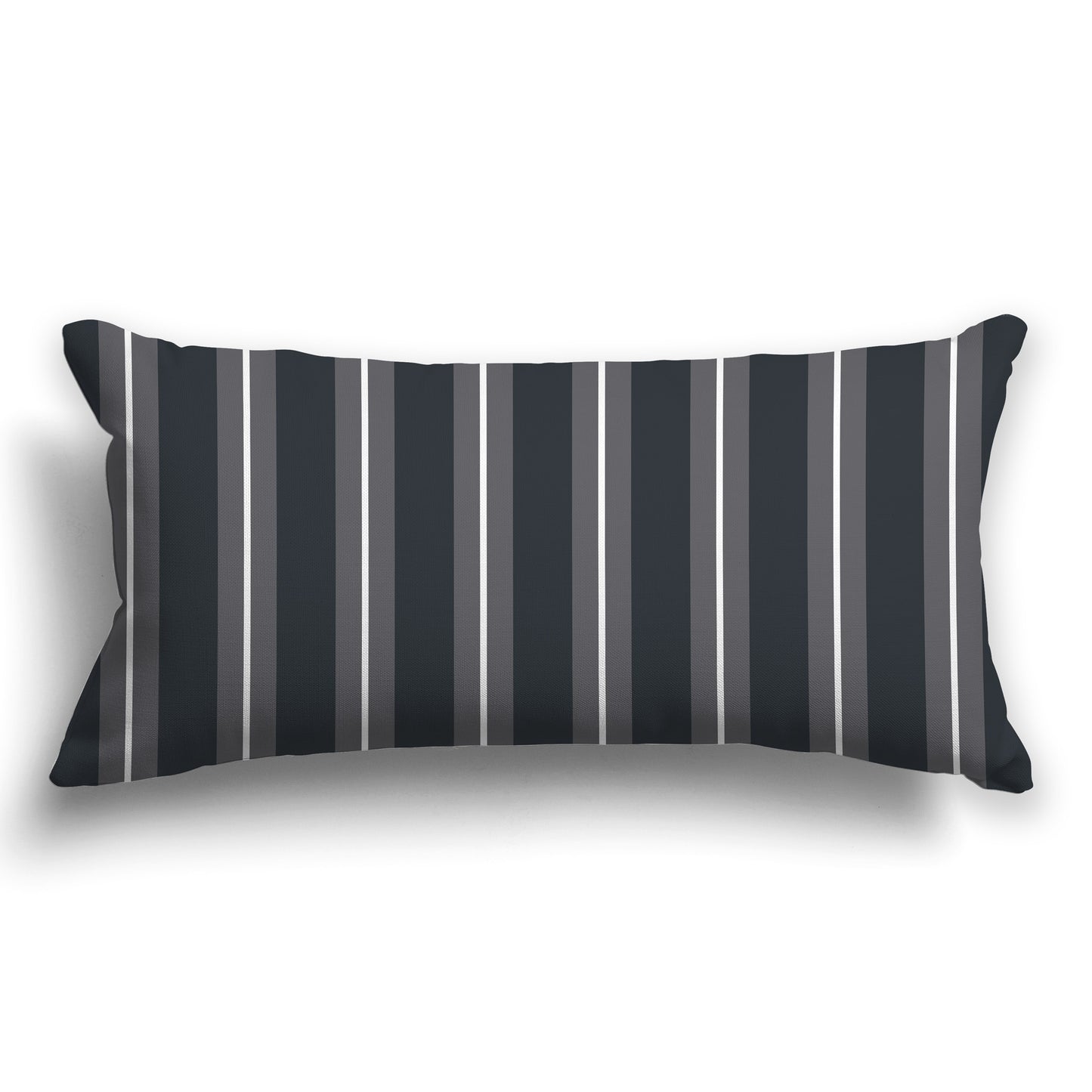 Dark Grey Throw Pillow with Grey and White/Beige-white Multistripe Pattern on Front, CAPC-1201-072