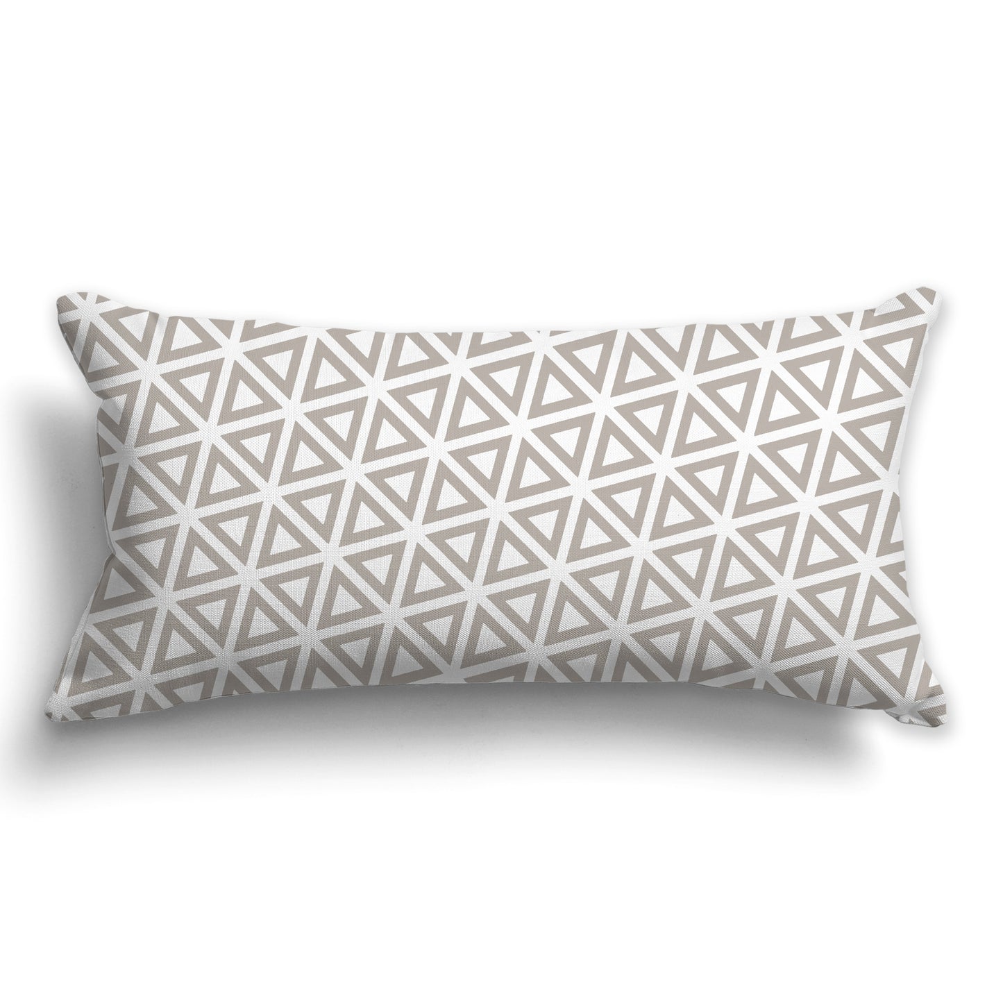 White/Beige-white Throw Pillow with Taupe Triangle Pattern on Both Sides, CAPC-1203-132