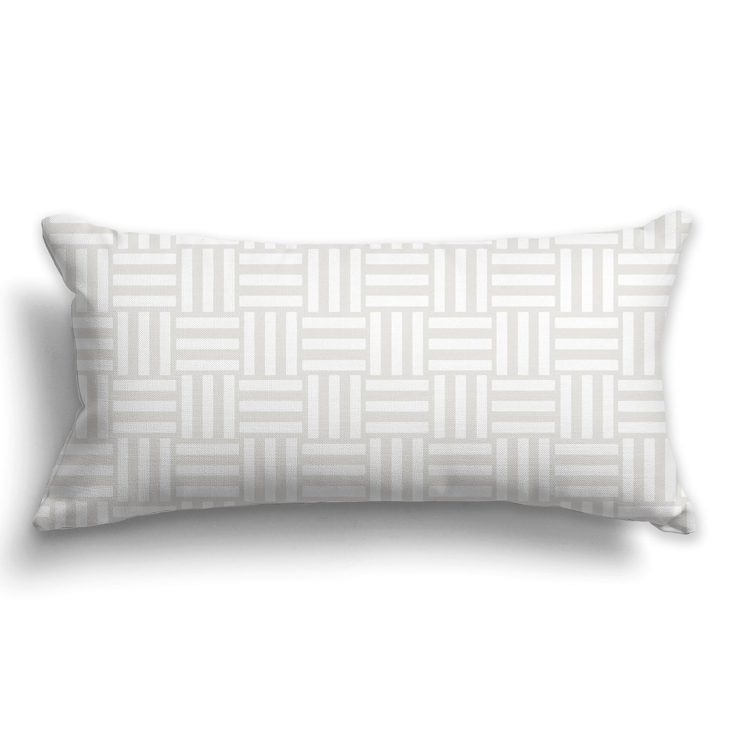 Throw Pillow with Light Taupe and White/Beige-white Basket Weave Pattern on Both Sides, CAPC-1204-147