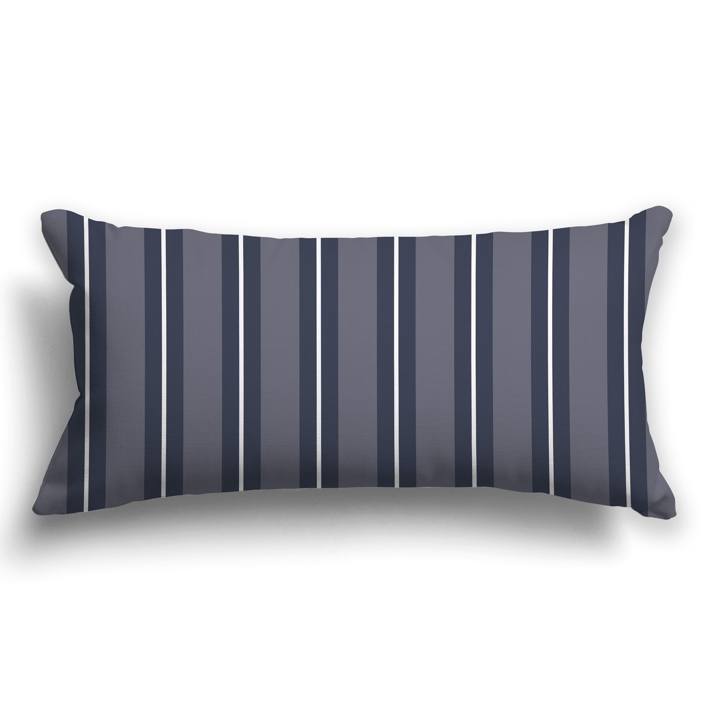 Dark Grey Throw Pillow with Dark Blue and White/Beige-white Multistripe Pattern on Front, CAPC-1212-071