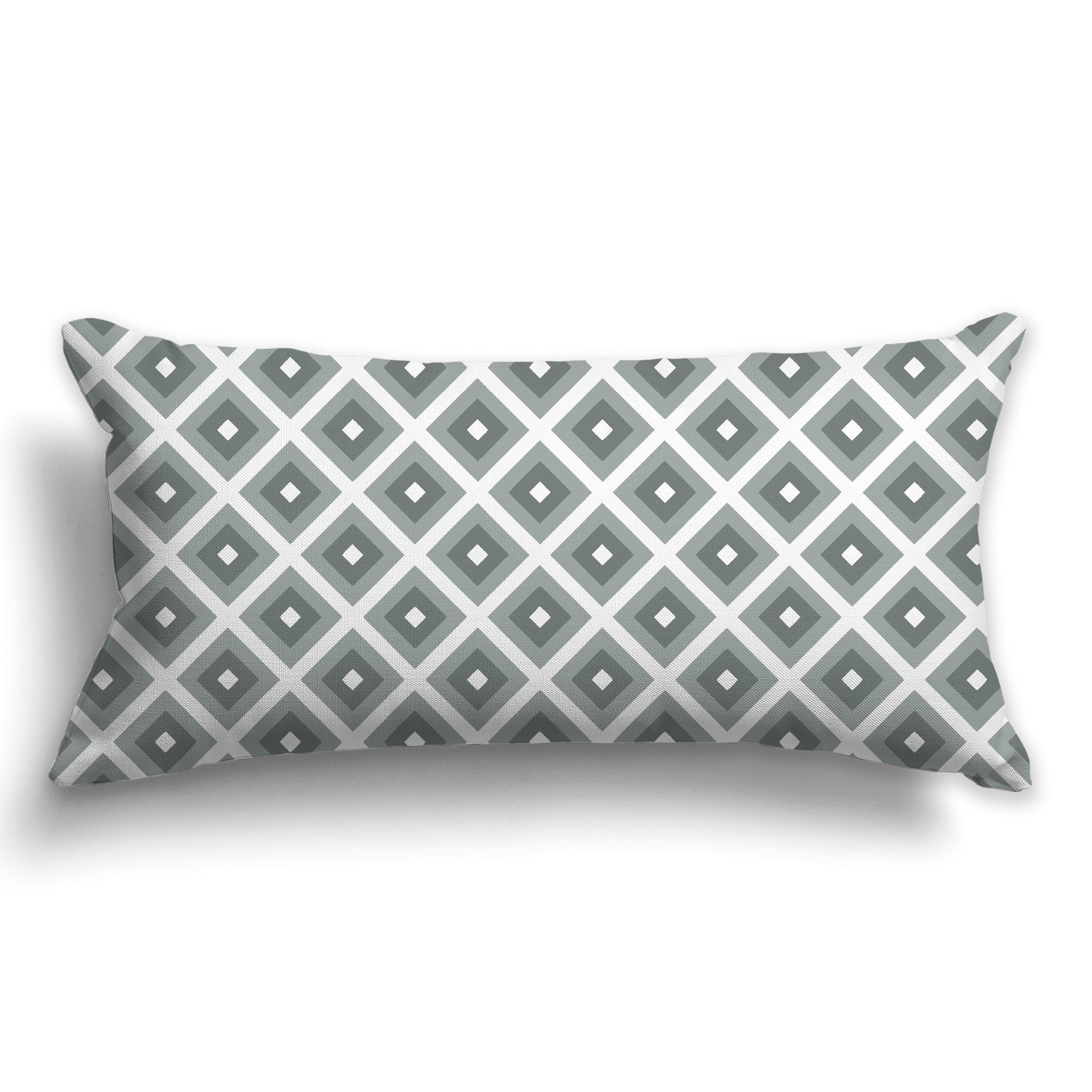 Throw Pillow with Radiating Two-tone Green and White/Beige-white Squares on Both Sides, CAPC-1213-121
