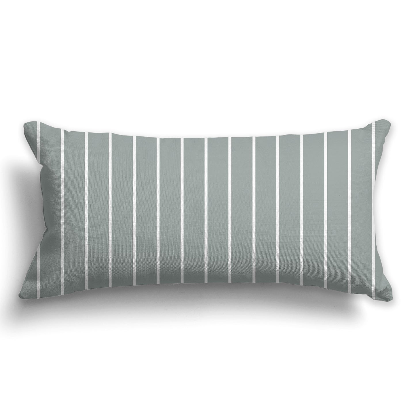 Medium Green Throw Pillow with Fine Vertical White/Beige-white Stripes on Front, CAPC-1213-152