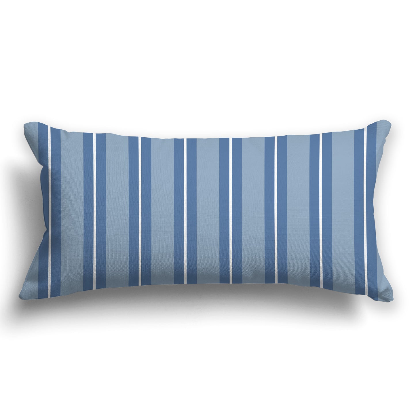 Medium Blue Throw Pillow with Blue and White/Beige-white Multistripe Pattern on Front, CAPC-1231-071