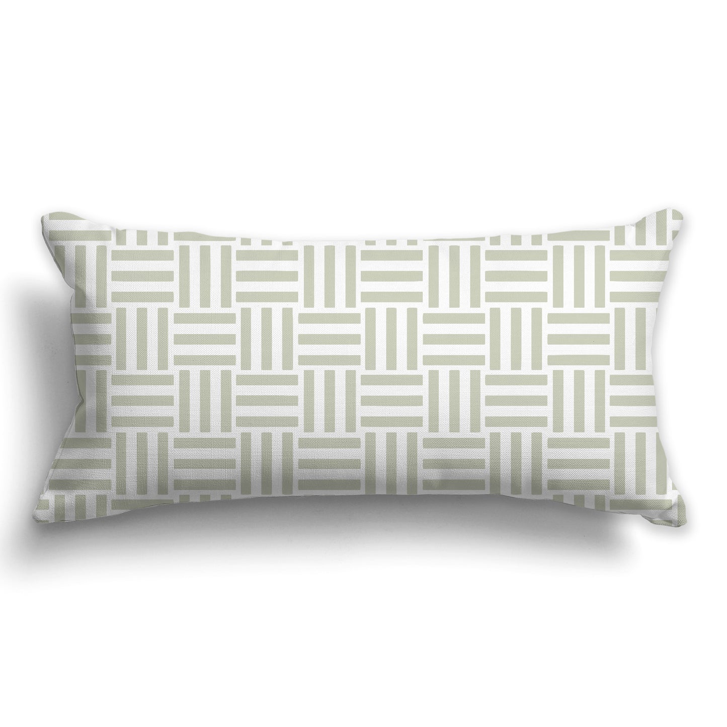 Throw Pillow with Pale Green and White/Beige-white Basket Weave Pattern on Both Sides, CAPC-1241-141