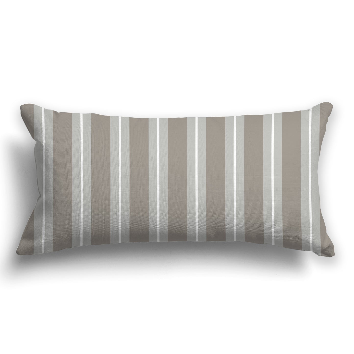 Brown Throw Pillow with Grey-green and White/Beige-white Multistripe Pattern on Front, CAPC-1242-072