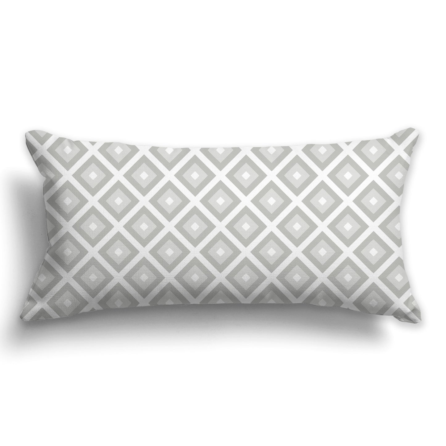 Throw Pillow with Radiating Two-tone Grey and White/Beige-white Squares on Both Sides, CAPC-1243-121