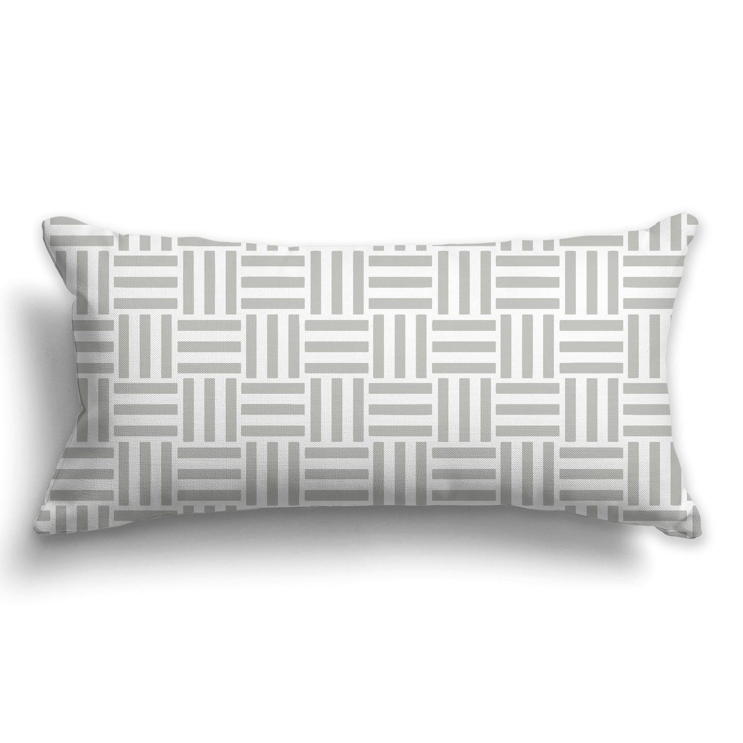 White/Beige-white Throw Pillow with Grey Basket Weave Pattern on Both Sides, CAPC-1243-141