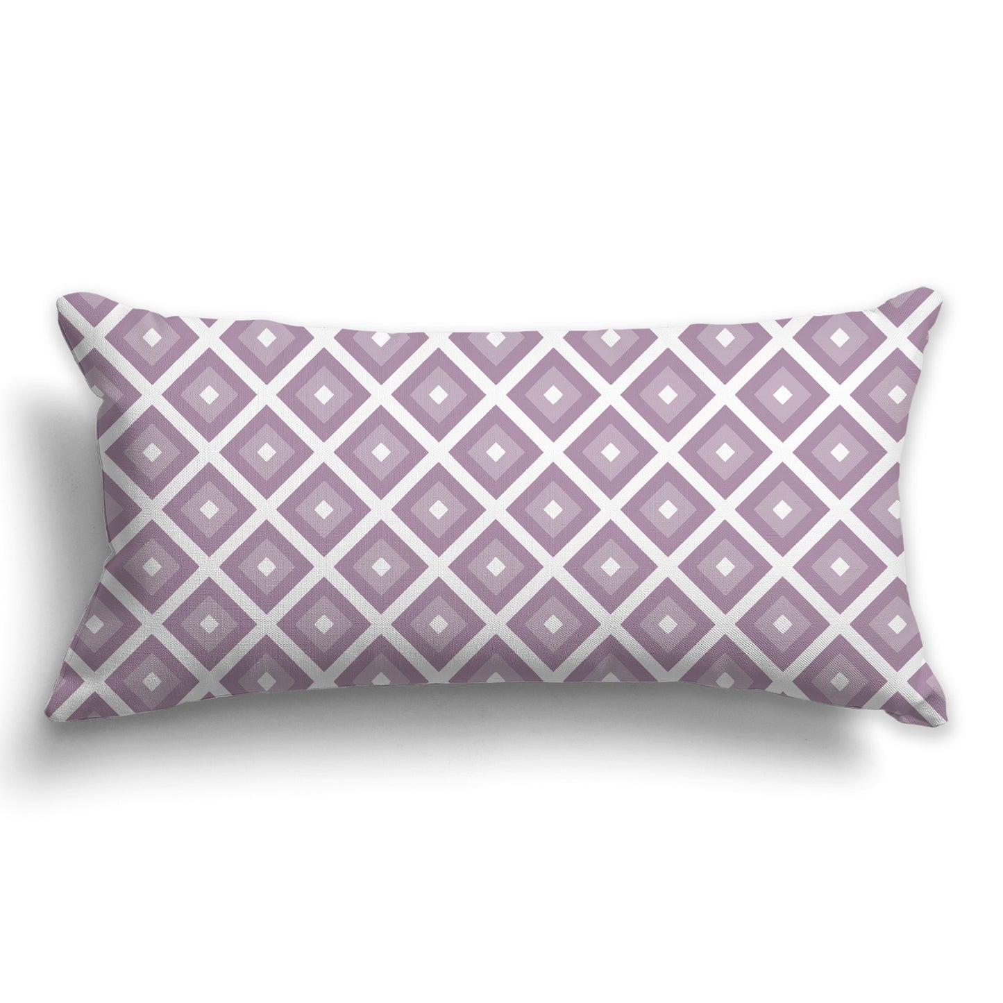 Throw Pillow with Radiating Two-tone Mauve and White/Beige-white Squares on Both Sides, CAPC-1252-121