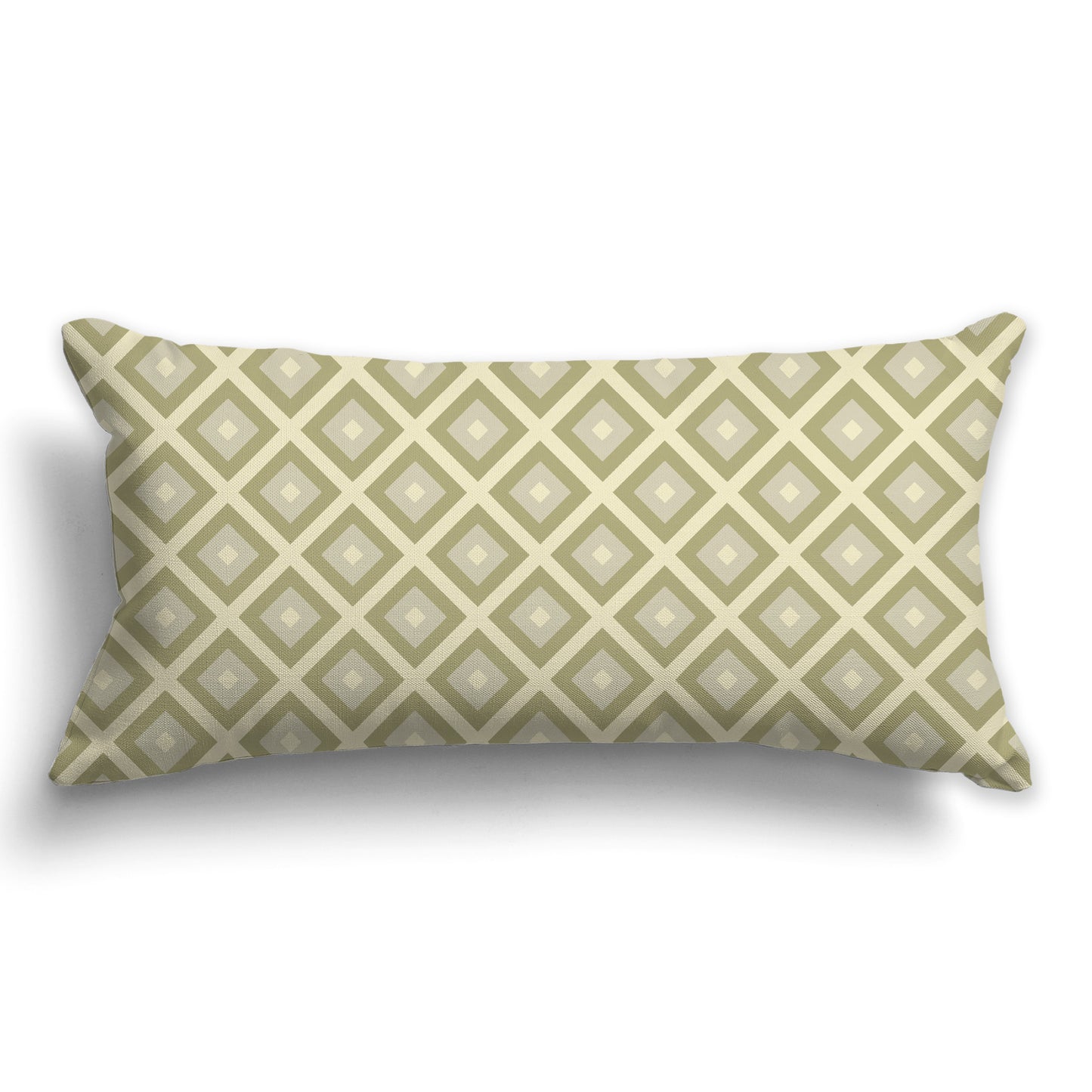 Throw Pillow with Radiating Two-tone Green and Yellow Squares on Both Sides, CAPC-1255-121