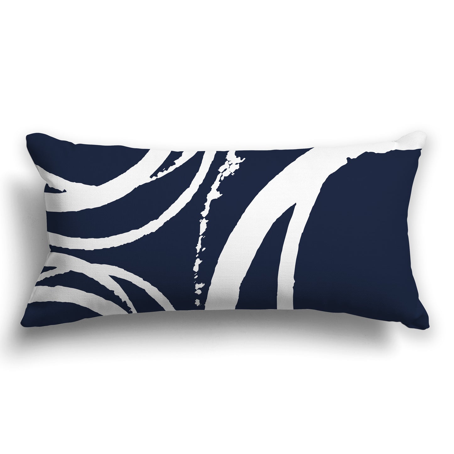 Navy Blue Throw Pillow with a Circular White/Beige-white Graphic on Both Sides, CAPC-1271-022