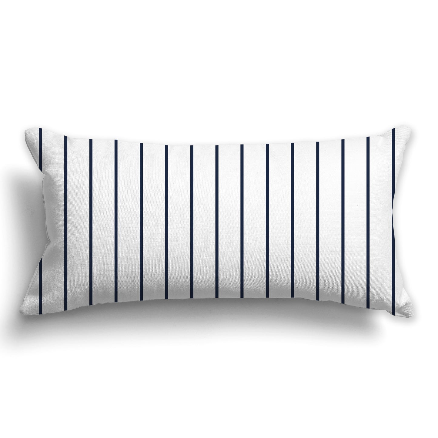 White/Beige-white Throw Pillow with Fine Vertical Navy Blue Stripes on Front, CAPC-1271-151