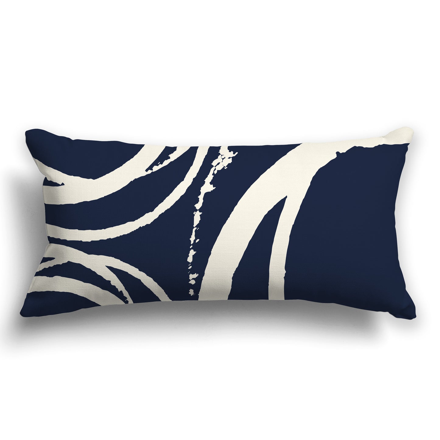 Navy Blue Throw Pillow with a Circular Cream Graphic on Both Sides, CAPC-1273-022