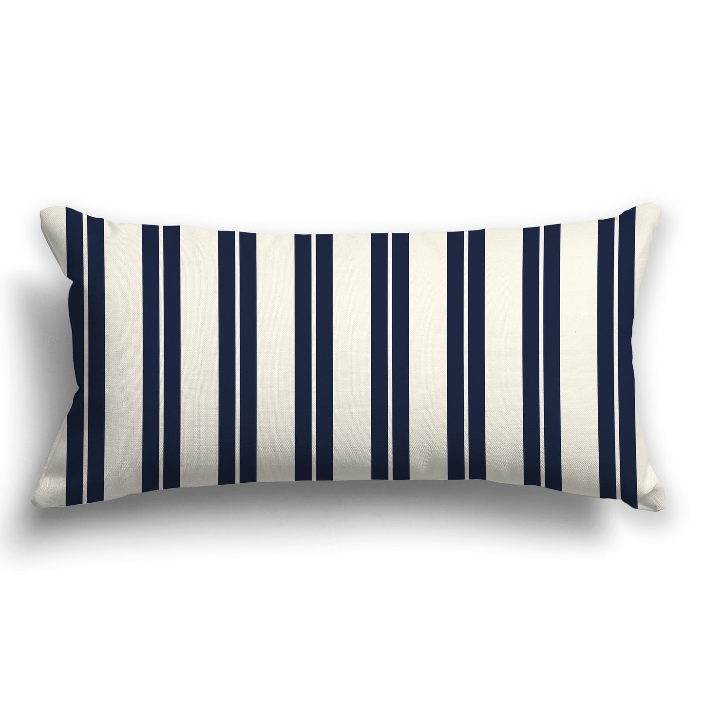 Cream Throw Pillow with Navy Blue and Cream Multistripe Pattern on Front, CAPC-1273-071
