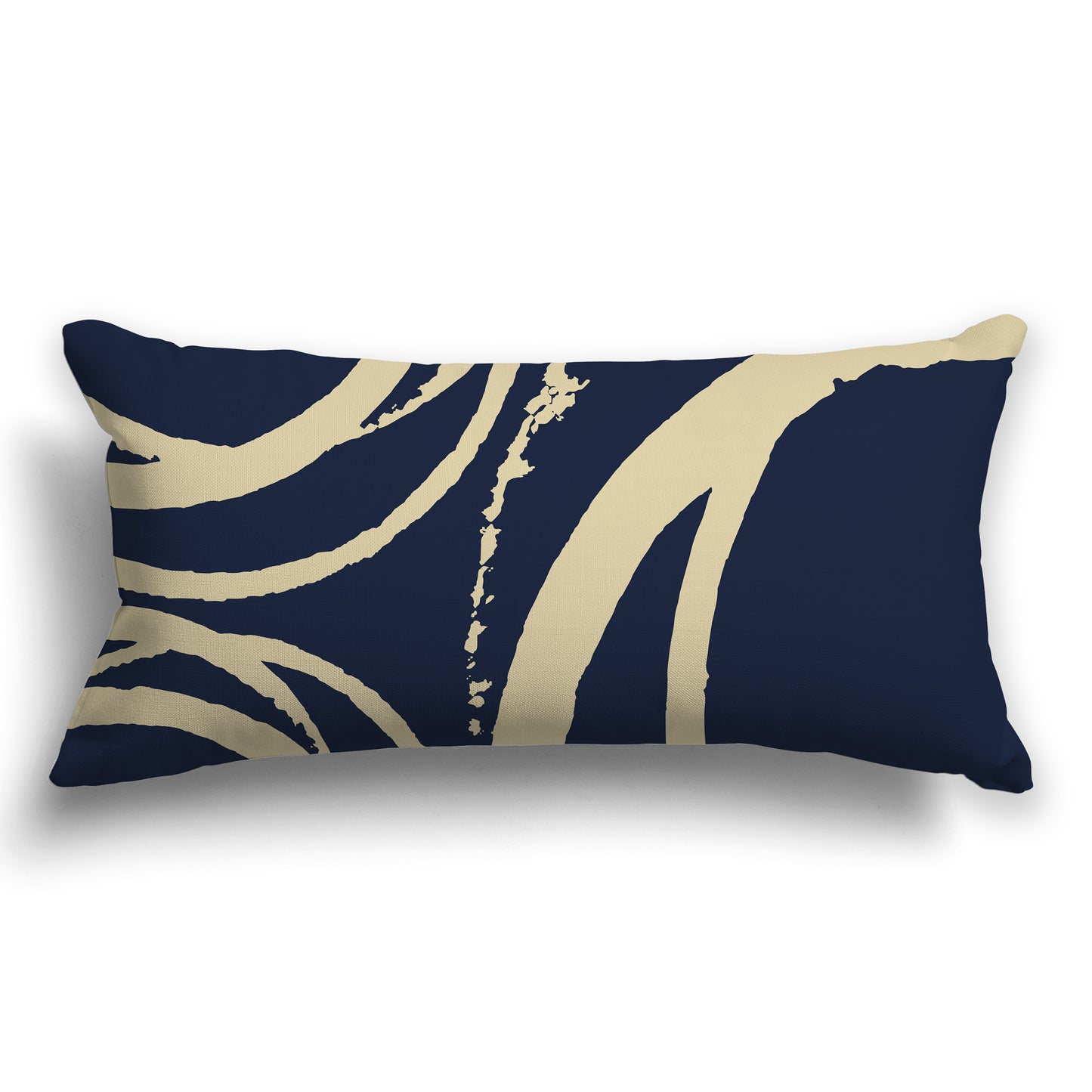 Navy Blue Throw Pillow with Circular Tan Graphic on Both Sides, CAPC-1274-022