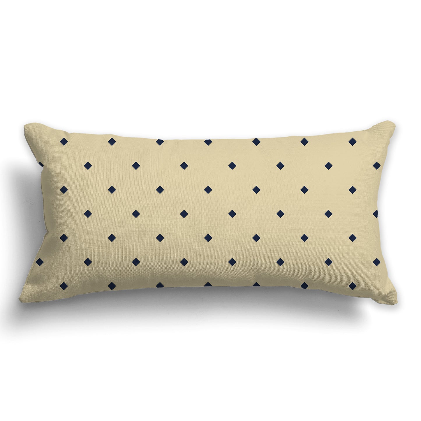 Tan Throw Pillow with Large Navy Blue Diamond Pattern on Front, CAPC-1274-101