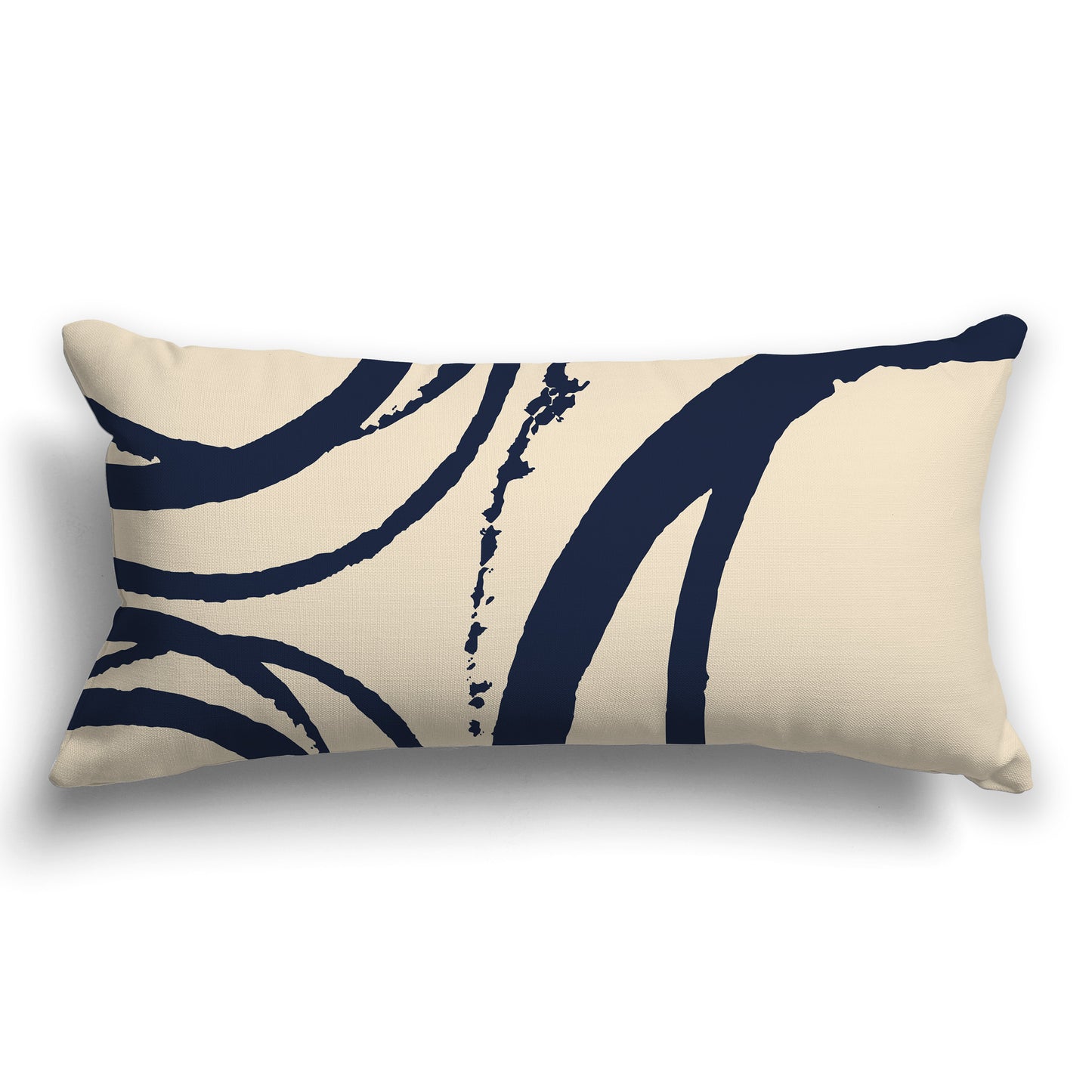 Beige Throw Pillow with Circular Navy Blue Graphic on Both Sides, CAPC-1275-021