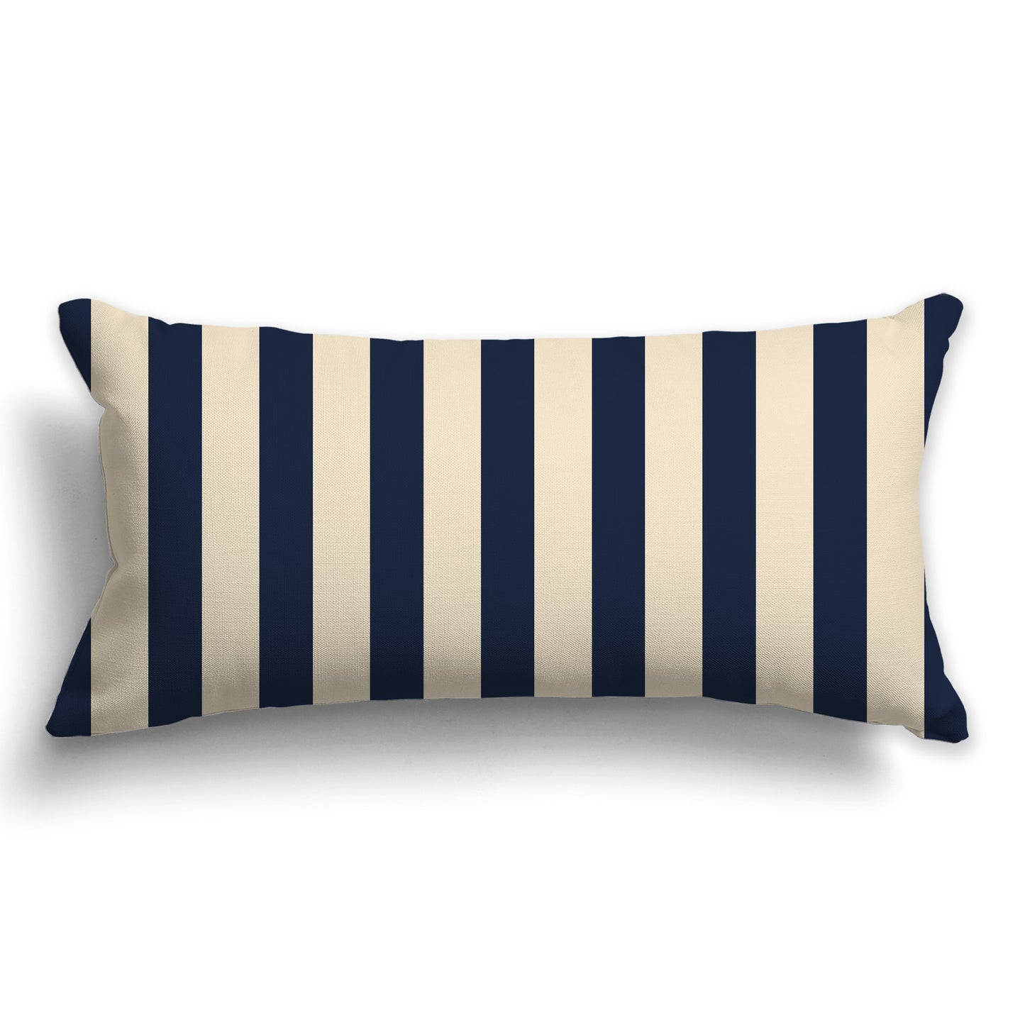 Beige Throw Pillow with Navy Blue Vertical Bars on Front, CAPC-1275-051