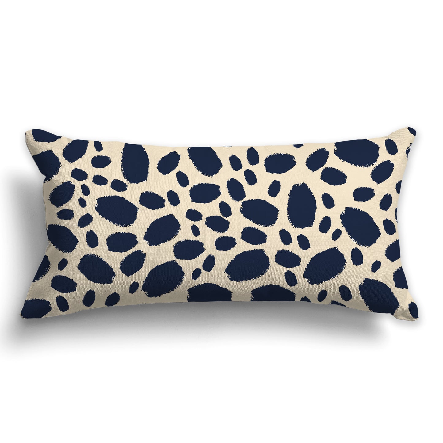 Beige Throw Pillow with Navy Blue Paint Dabs on Both Sides, CAPC-1275-091