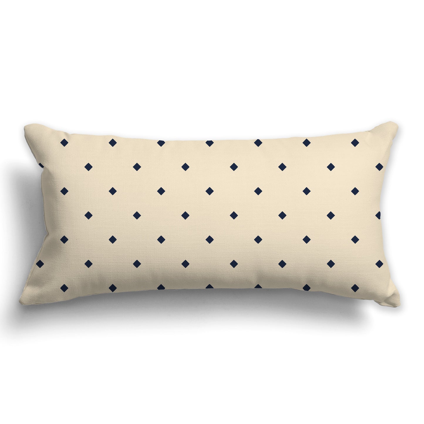 Beige Throw Pillow with Large Navy Blue Diamond Pattern on Front, CAPC-1275-101