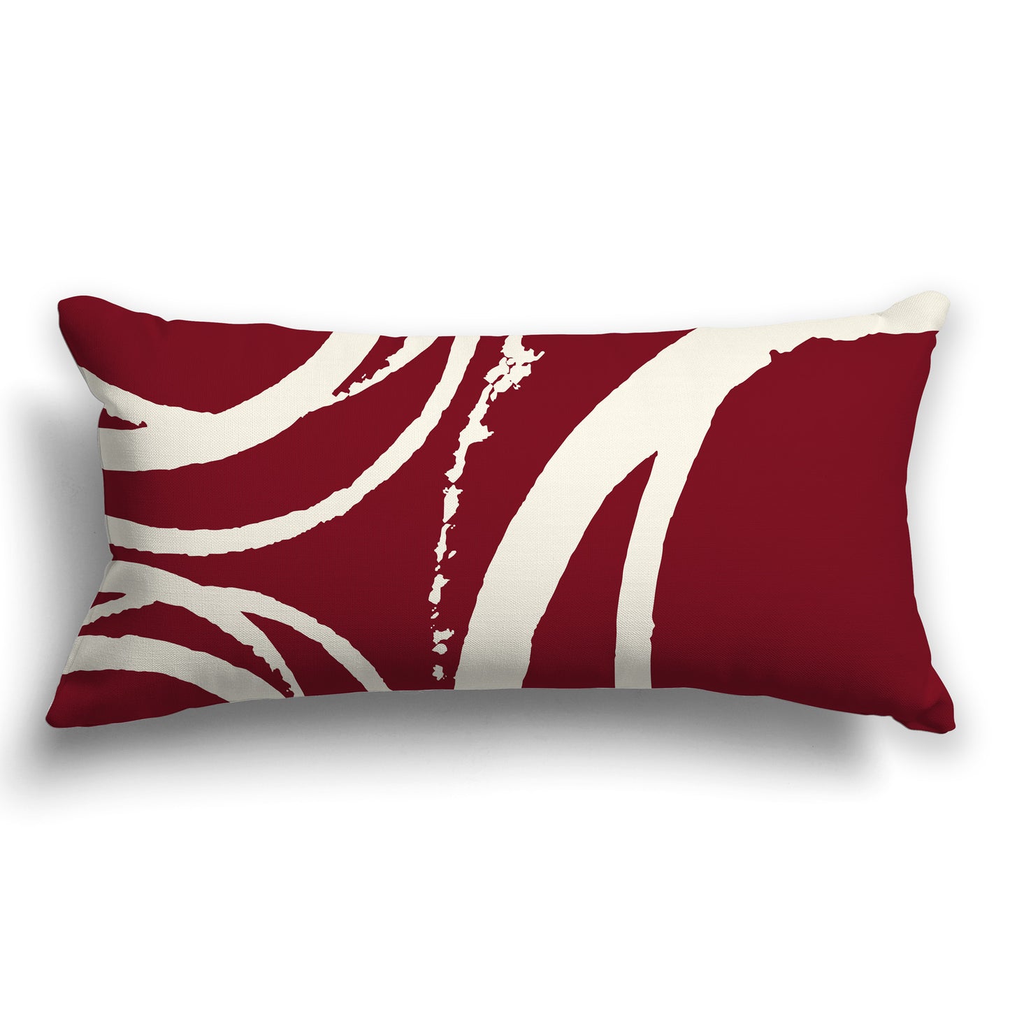 Burgundy Red Throw Pillow with a Circular Pale Cream Graphic on Both Sides, CAPC-1283-022