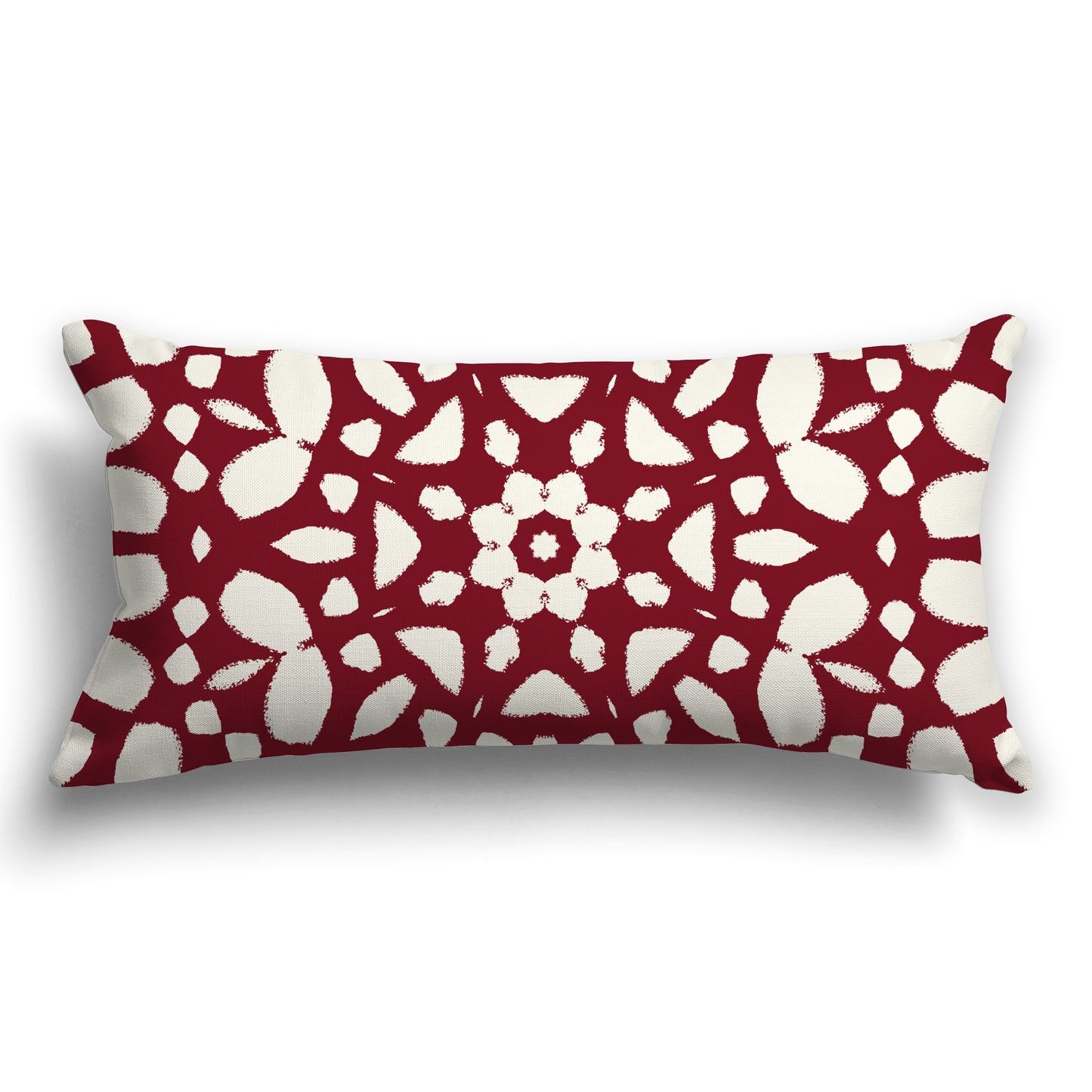 Burgundy Red Throw Pillow with Pale Cream Circular Graphic on Both Sides, CAPC-1283-182