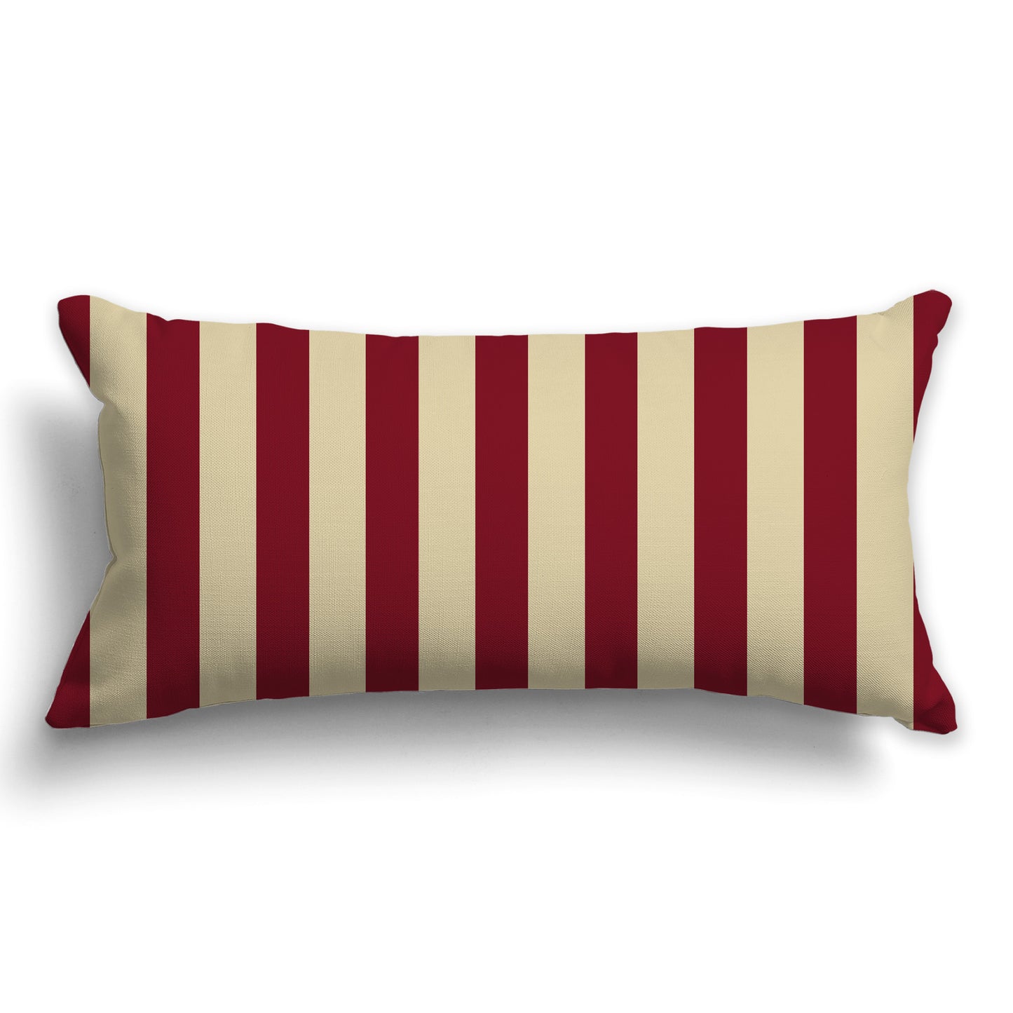 Tan Throw Pillow with Burgundy Red Vertical Bars on Front, CAPC-1284-051