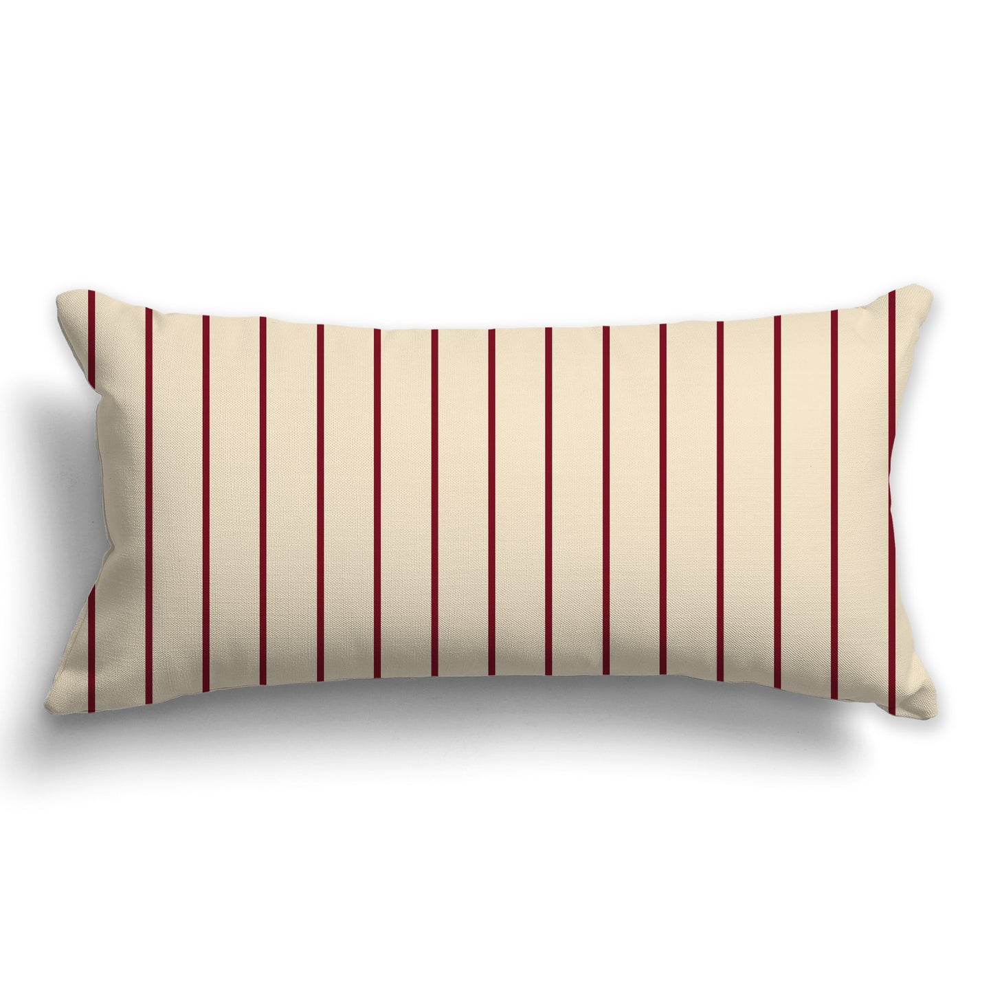 Beige Throw Pillow with Fine Vertical Burgundy Red Stripes on Front, CAPC-1285-151