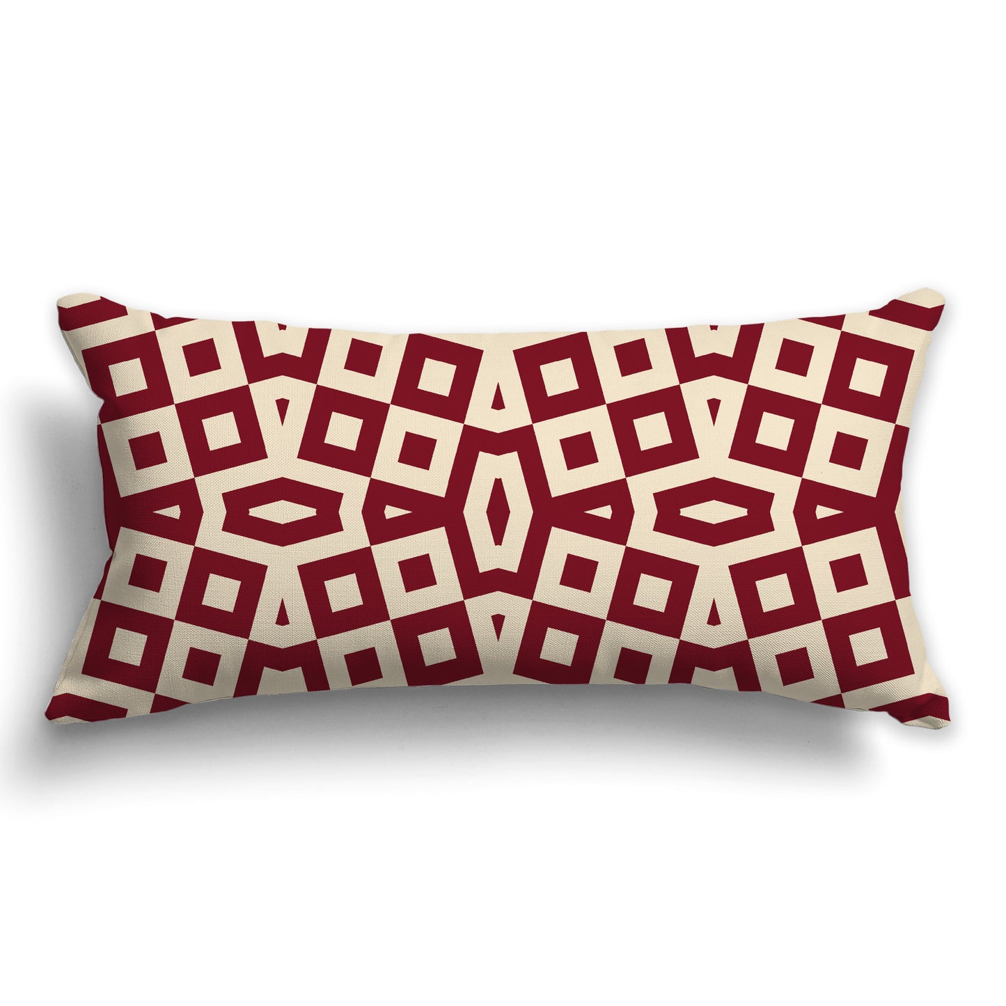 Throw Pillow with Burgundy Red and Beige Geometric Pattern on Both Sides, CAPC-1285-171