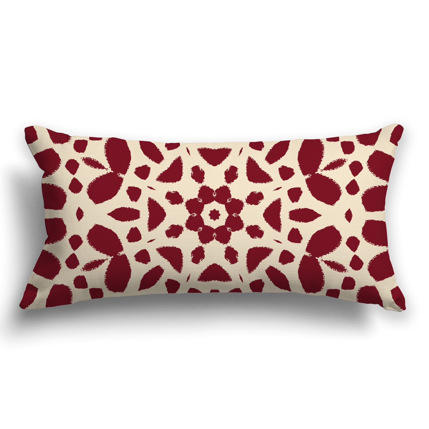 Beige Throw Pillow with Burgundy Red Circular Graphic on Both Sides, CAPC-1285-181