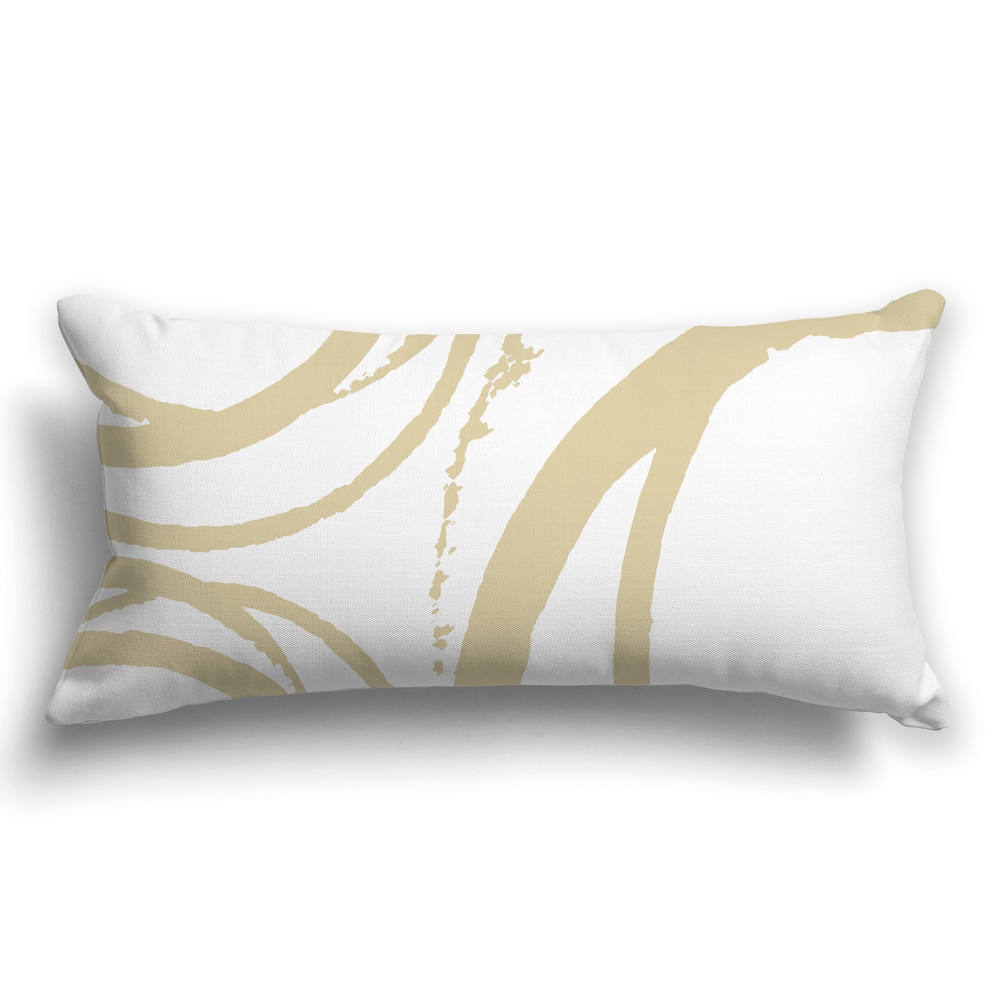 White/Beige-white Throw Pillow with Circular Tan Graphic on Both Sides, CAPC-1371-021