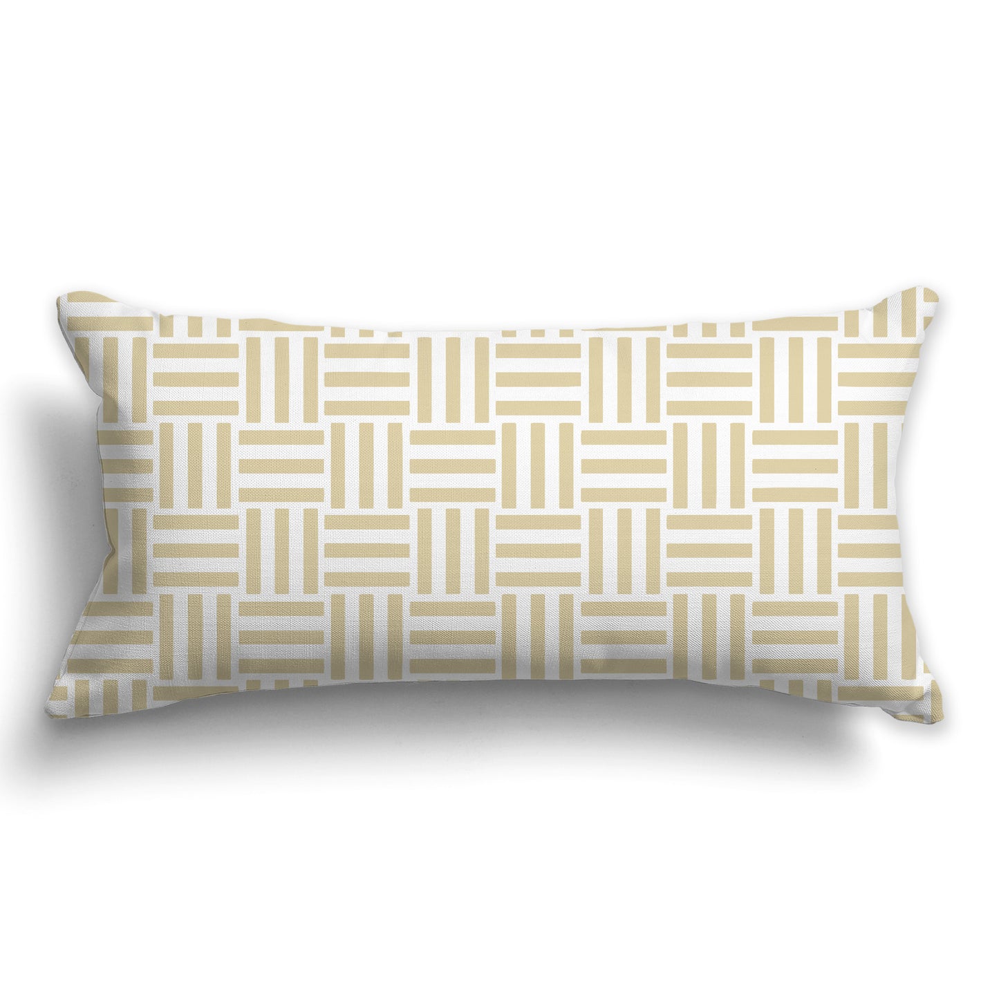 Throw Pillow with Tan and White/Beige-white Basket Weave Pattern on Both Sides, CAPC-1371-141