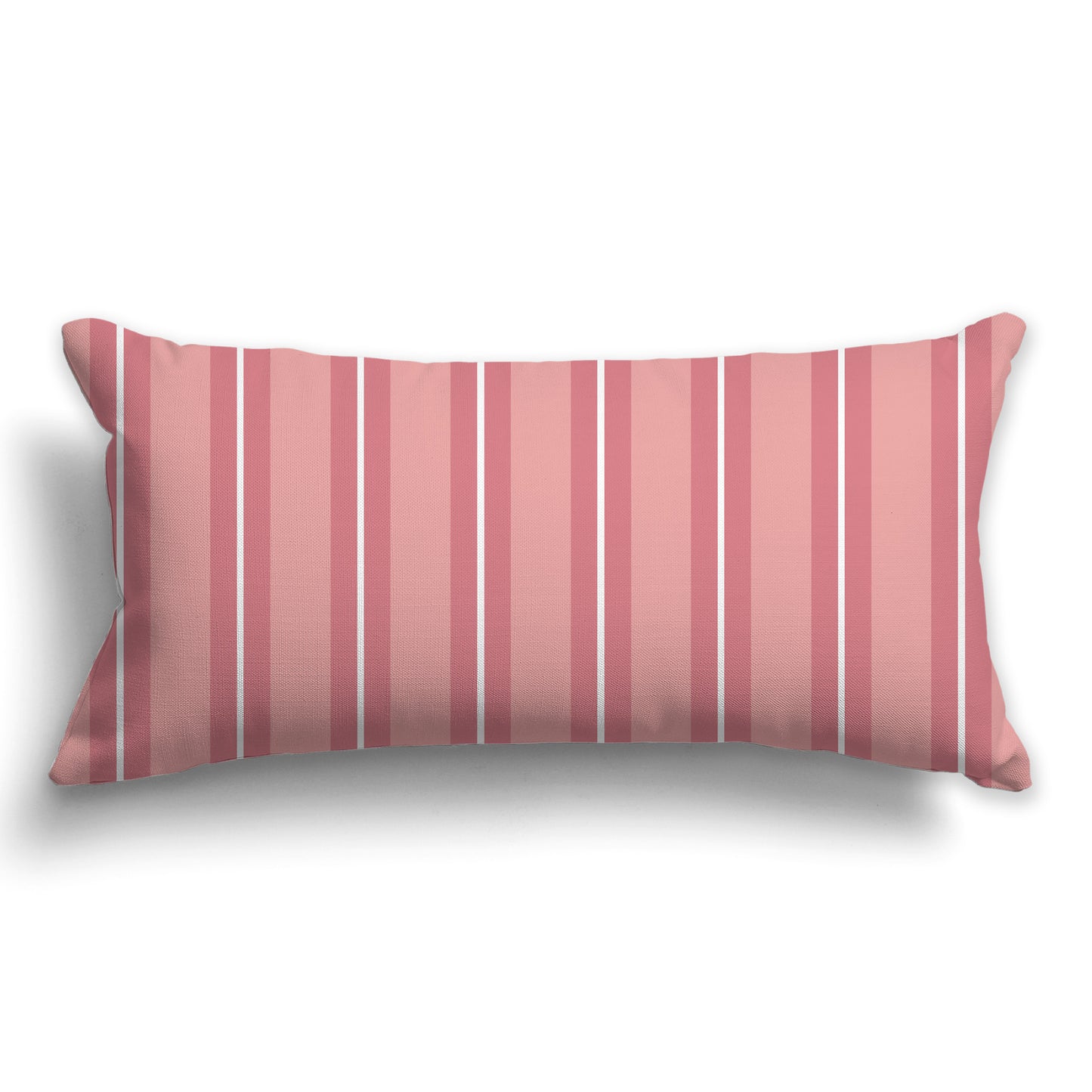 Light Pink Coral Throw Pillow with Pink Coral and White/Beige-white Multistripe Pattern on Front, CAPC-1383-071