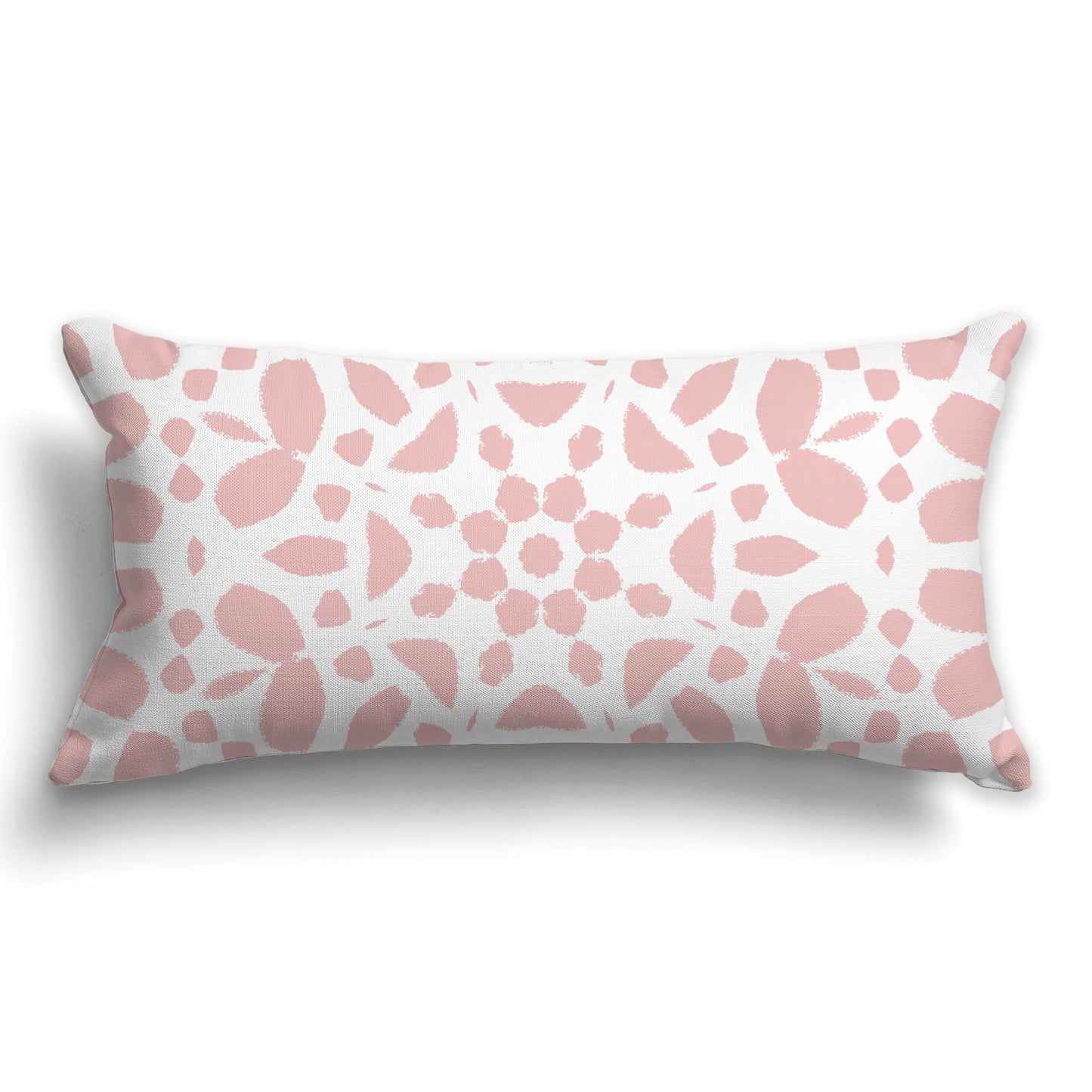 White/Beige-white Throw Pillow with Light Pink Coral Circular Graphic on Both Sides, CAPC-1383-181