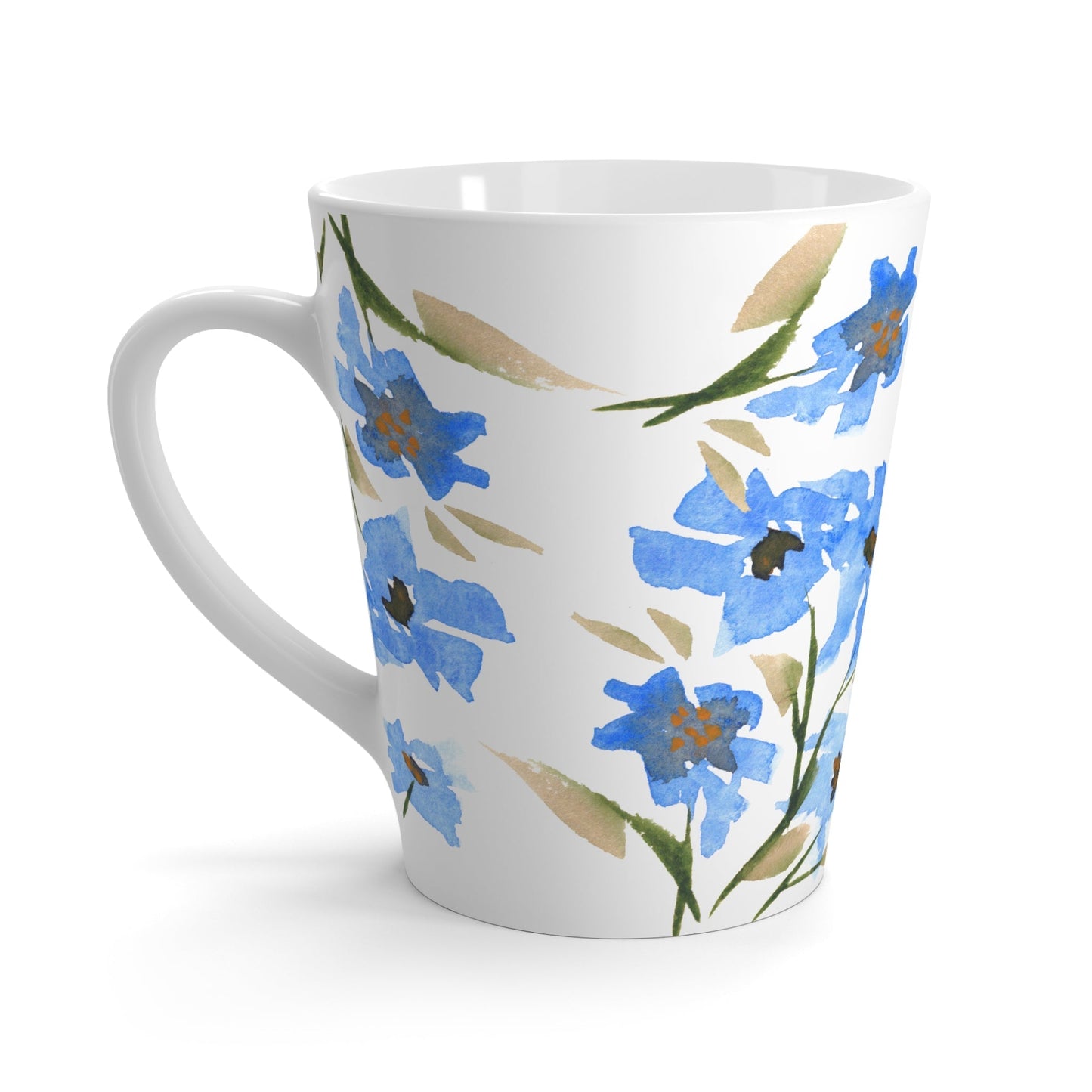 Blue Floral Ceramic Mug & Polyester Placemat 8-Pc Bundle (Service for 4) | CABF-LM-1404