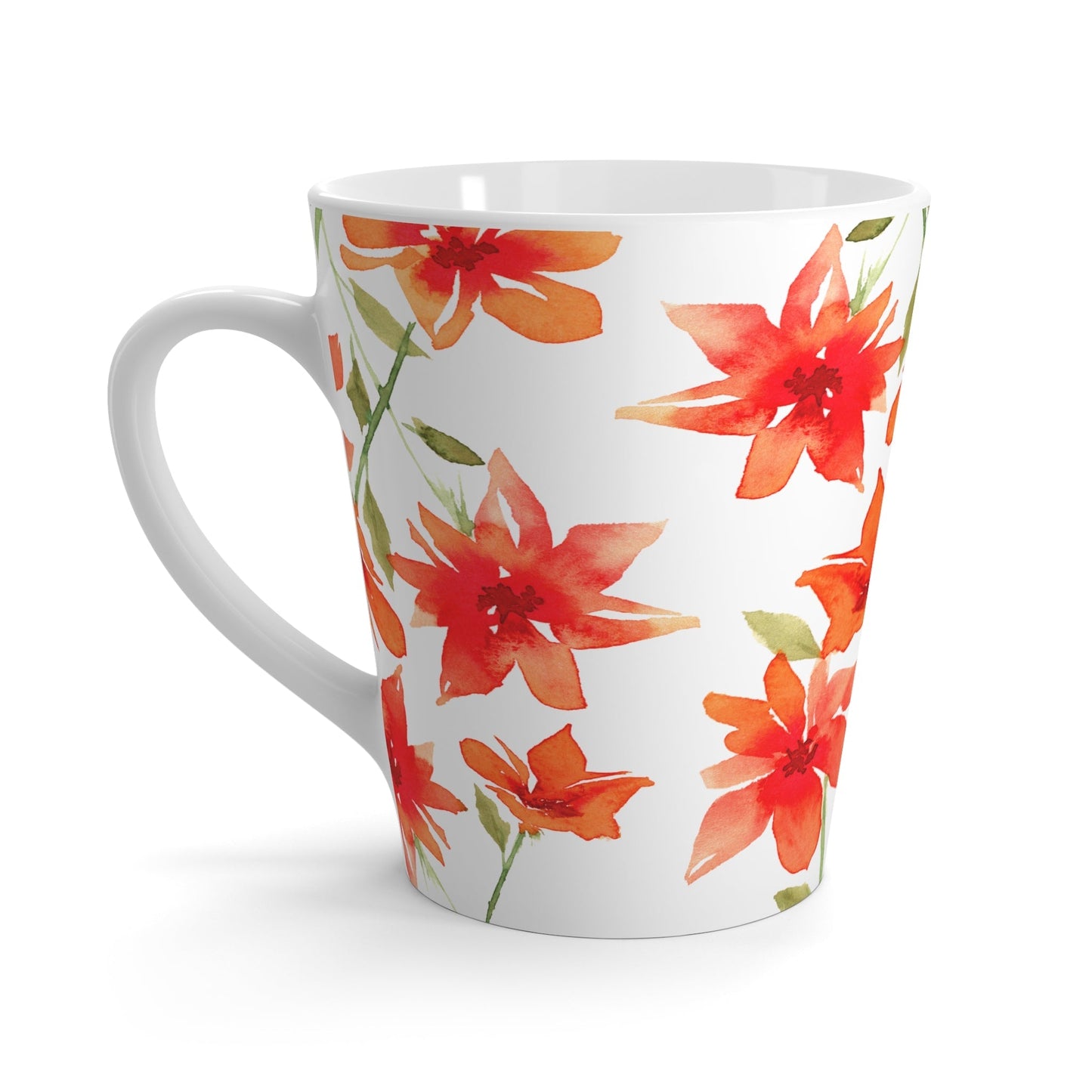 Red Floral Ceramic Mug & Polyester Placemat 8-Pc Bundle (Service for 4) | CABF-LM-1414