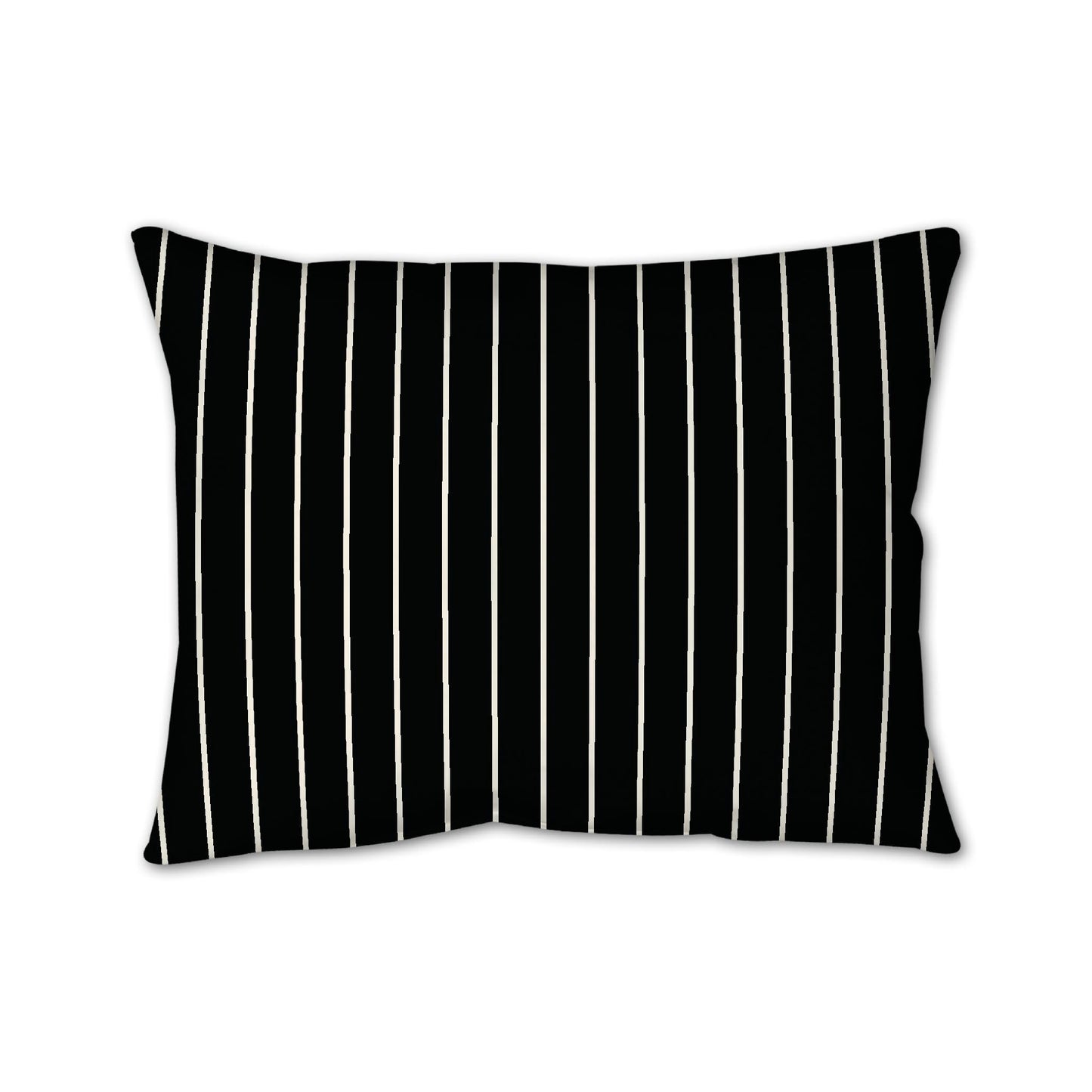 Black Cotton Canvas Cushion Covers with Fine Pale Cream Stripes on Front, CACU-CC-1013-152, 66 x 51 cm, 26 x 20 inches