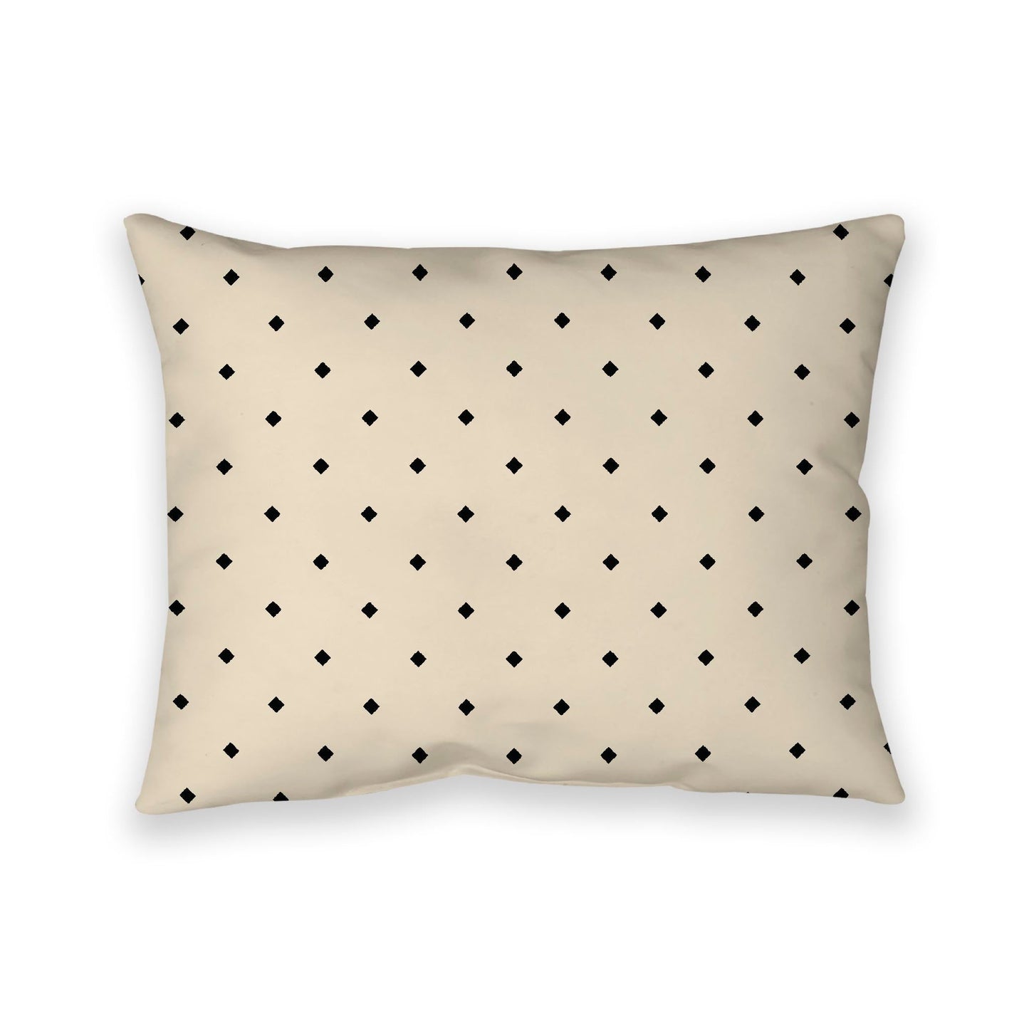 Beige Cotton Canvas Cushion Covers with Black Diamonds on Front, CACU-CC-1015-101, 66 x 51 cm, 26 x 20 inches