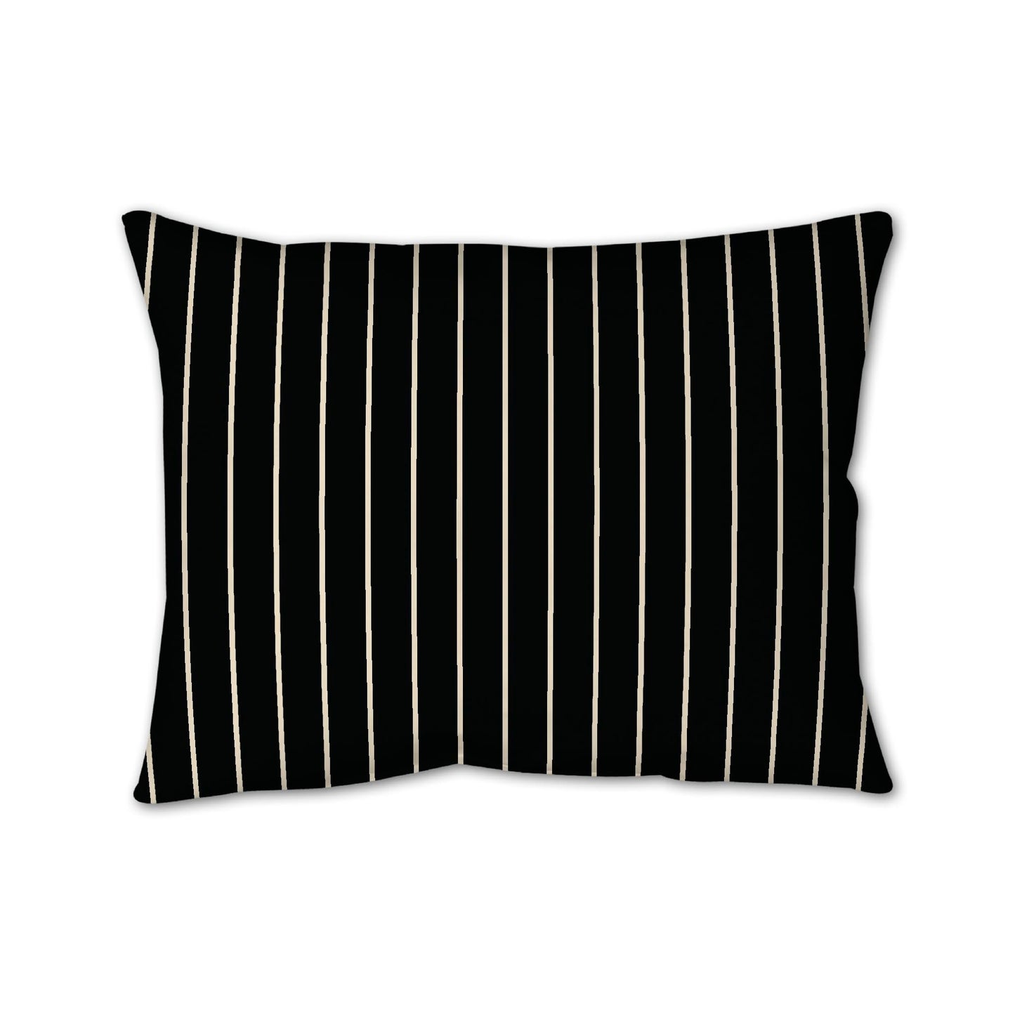 Black Cotton Canvas Cushion Covers with Fine Beige Stripes on Front, CACU-CC-1015-152, 66 x 51 cm, 26 x 20 inches