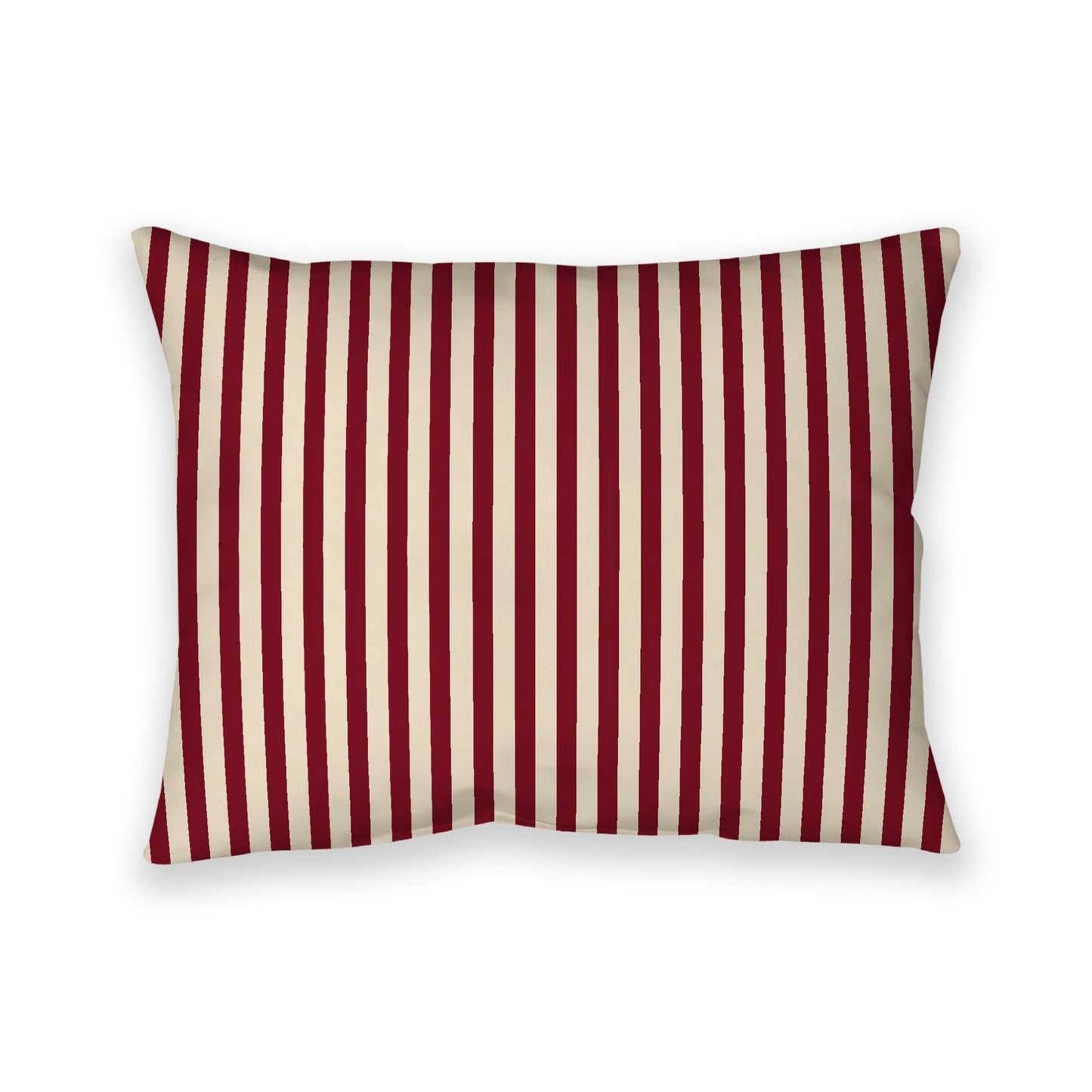 Beige Cotton Canvas Cushion Covers with Thin Burgundy Red Bars on Front, CACU-CC-1285-241, 66 x 51 cm, 26 x 20 inches