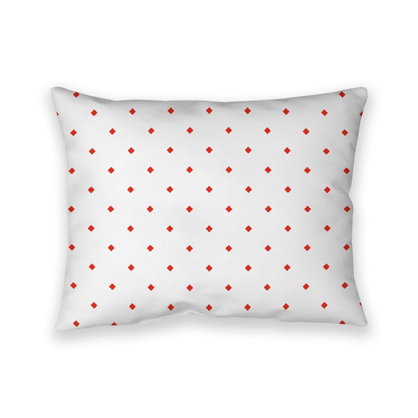 Off-White Cotton Canvas Cushion Covers with Red Diamonds on Front, CACU-CC-1410-101, 66 x 51 cm, 26 x 20 inches