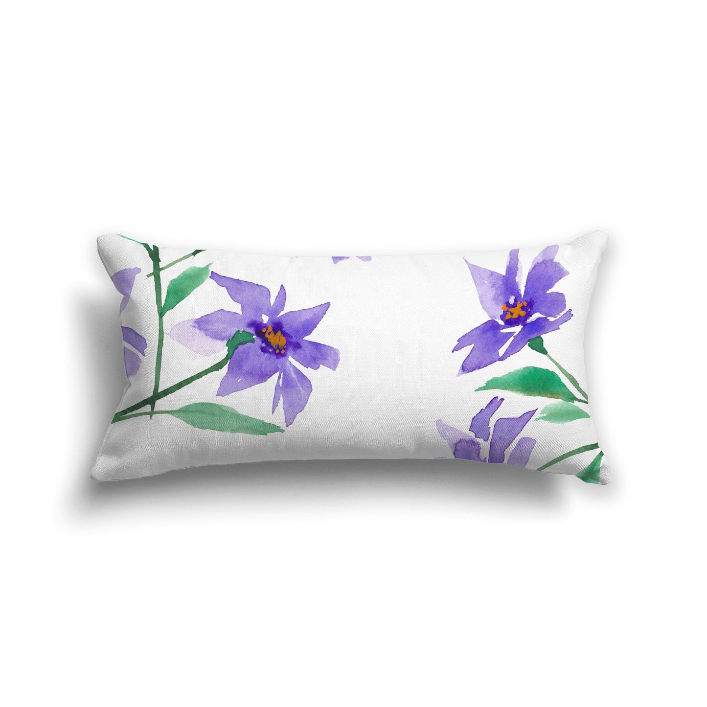 Off-white Cotton Canvas Cushion Covers with Large Purple Floral Print, CACU-CC-1354-888