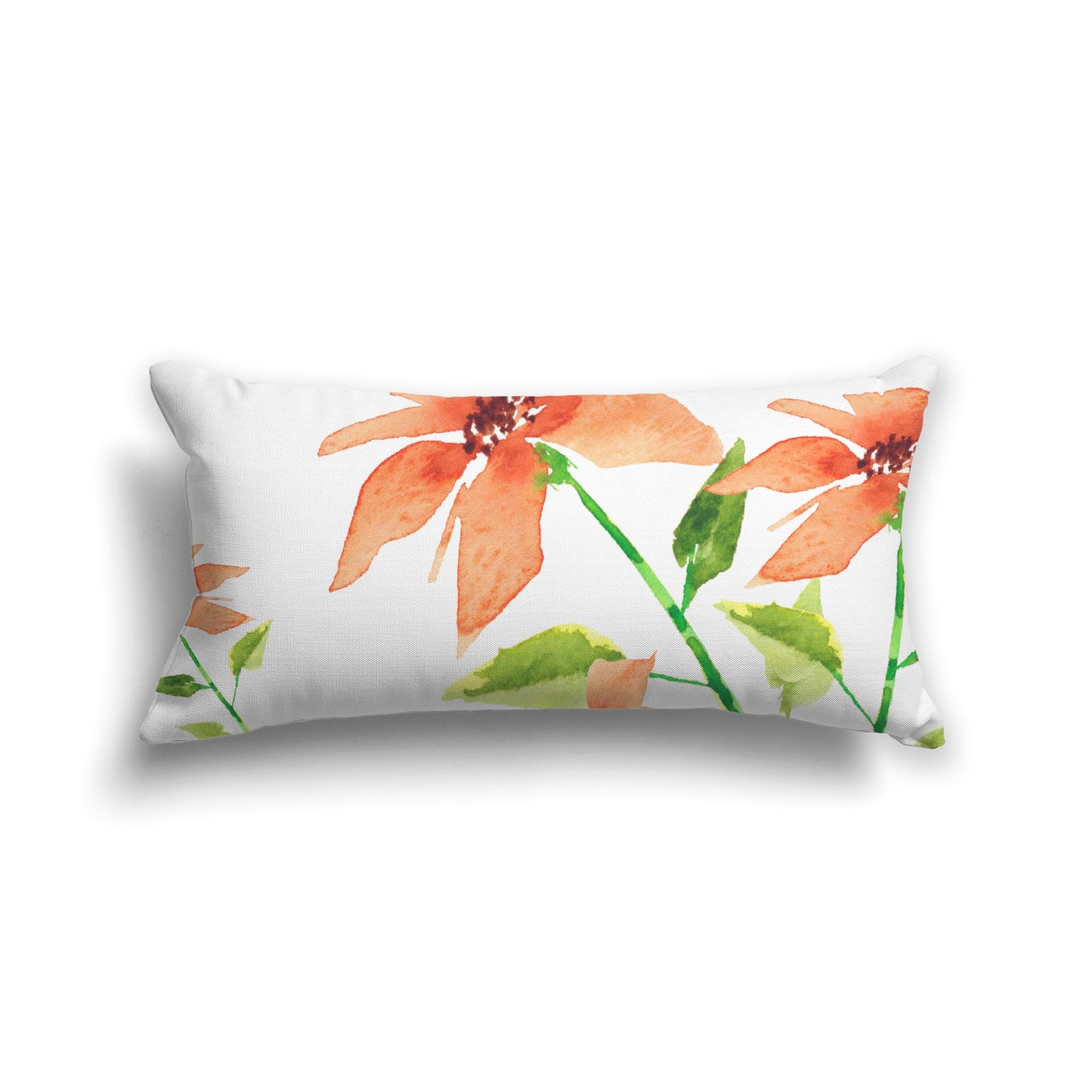 Off-white Cotton Canvas Cushion Covers with Large Orange Floral Print, CACU-CC-1384-888