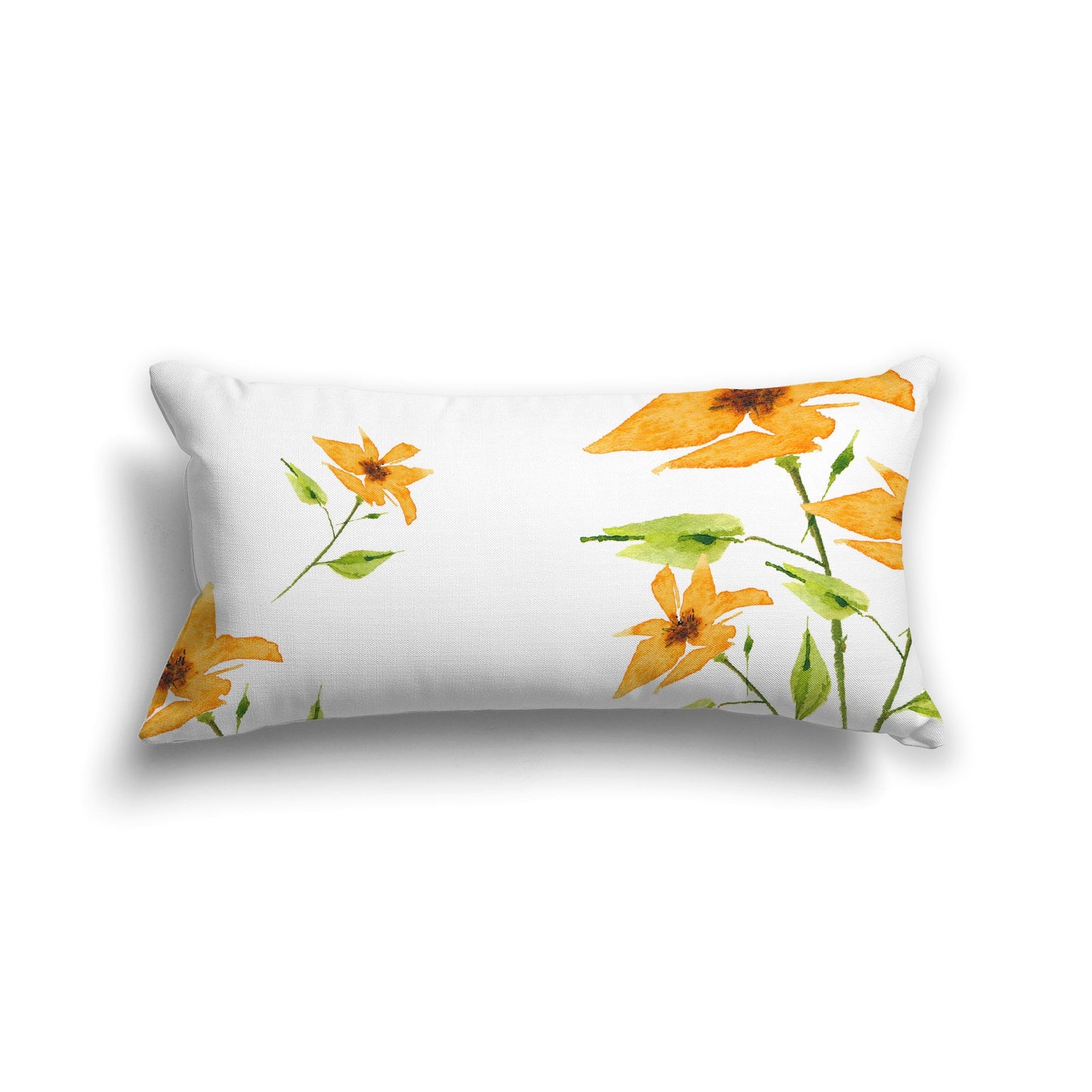 Off-white Cotton Canvas Cushion Covers with Large Yellow-Orange Floral Print, CACU-CC-1394-888
