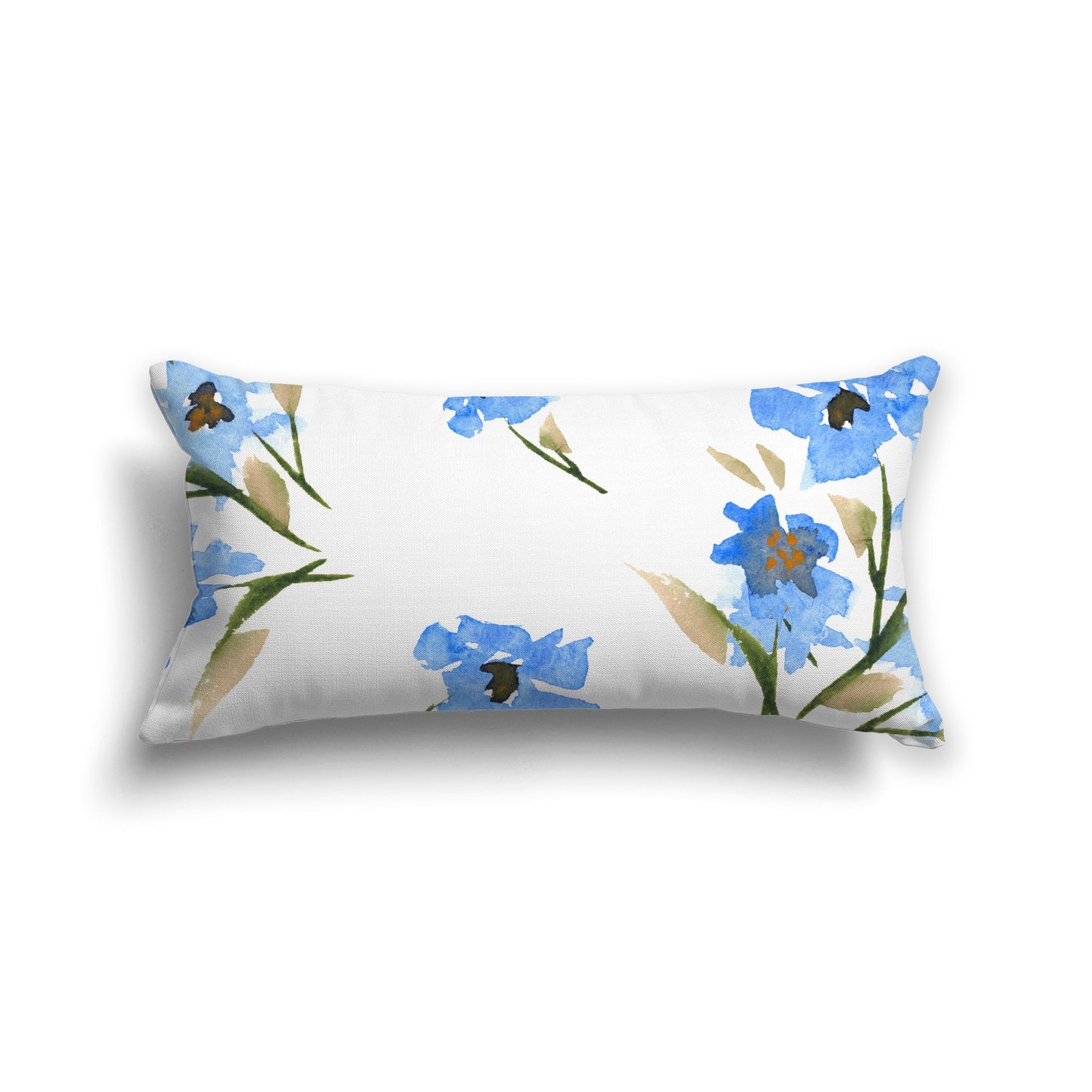 Off-white Cotton Canvas Cushion Covers with Large Blue Floral Print, CACU-CC-1404-888
